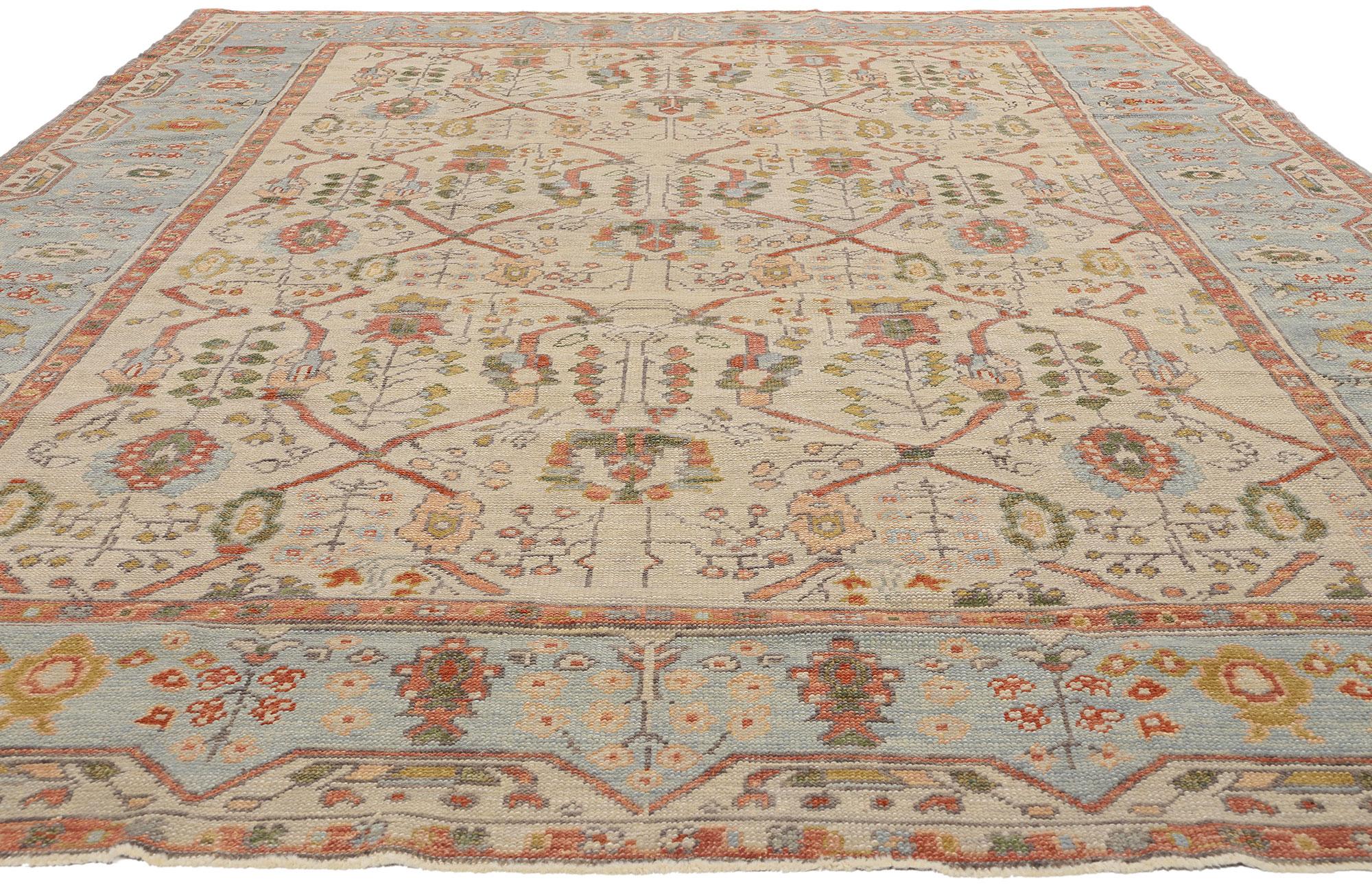Aesthetic Movement New Contemporary Colorful Turkish Oushak Rug with Traditional Style For Sale
