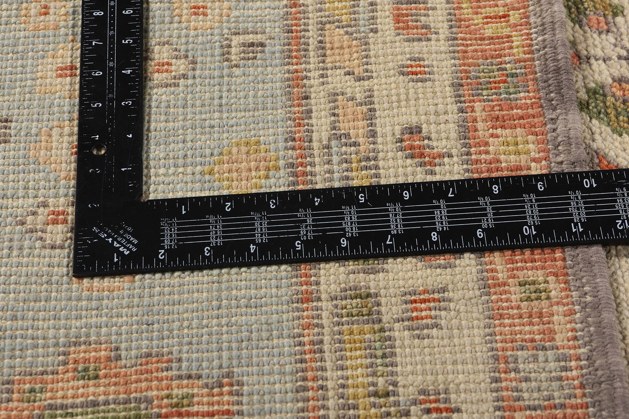 Wool New Contemporary Colorful Turkish Oushak Rug with Traditional Style For Sale