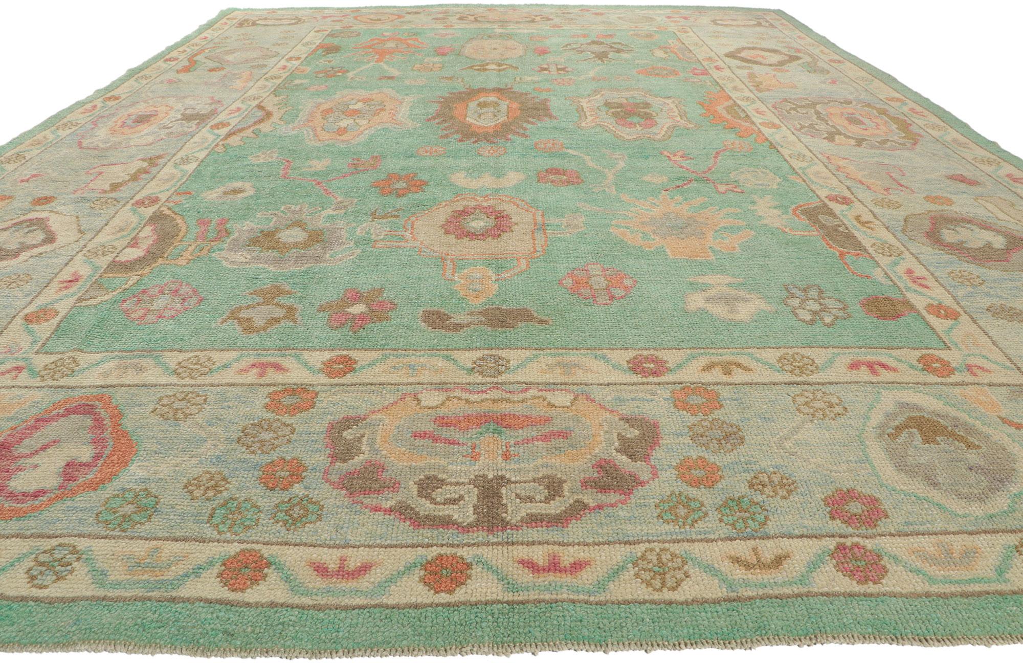 Hand-Knotted New Colorful Turkish Oushak Rug with Modern Style For Sale
