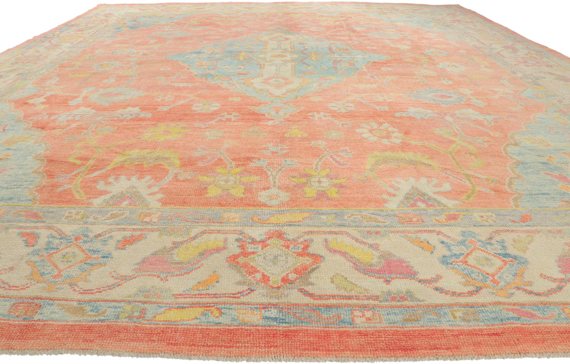 Hand-Knotted New Colorful Turkish Oushak Rug with Modern Style For Sale