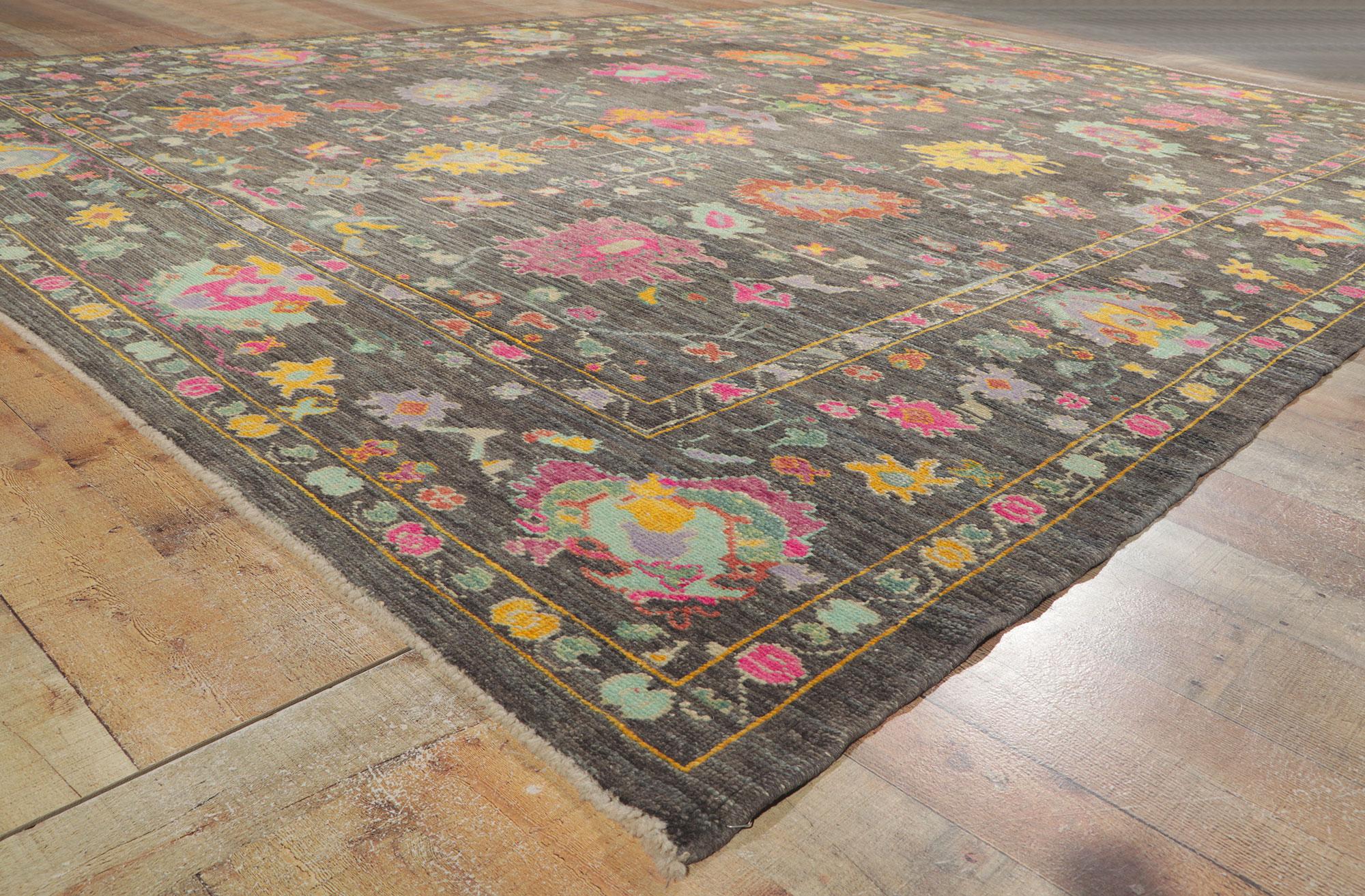 Hand-Knotted New Colorful Turkish Oushak Rug with Modern Style For Sale