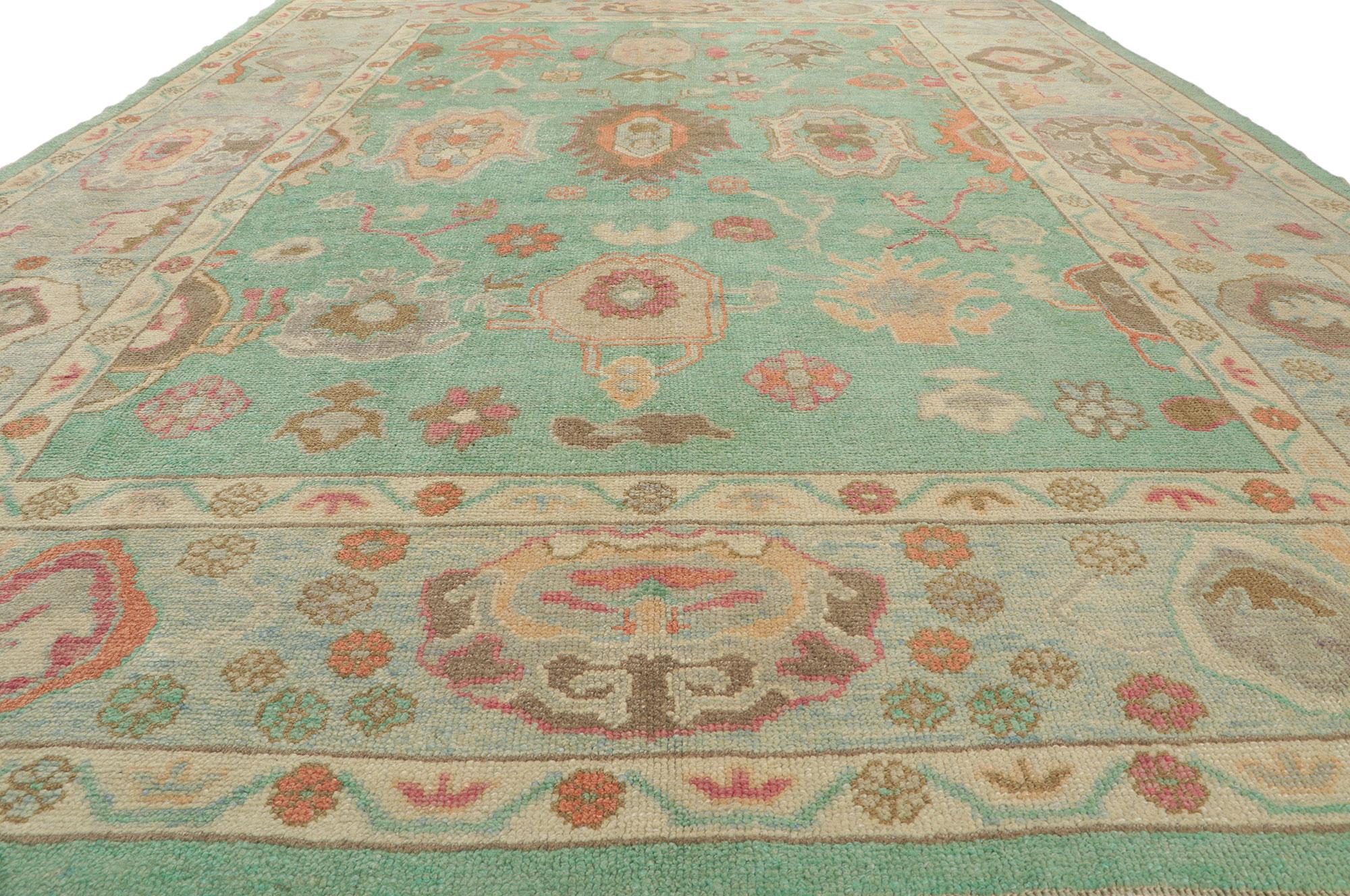 New Colorful Turkish Oushak Rug with Modern Style In New Condition For Sale In Dallas, TX