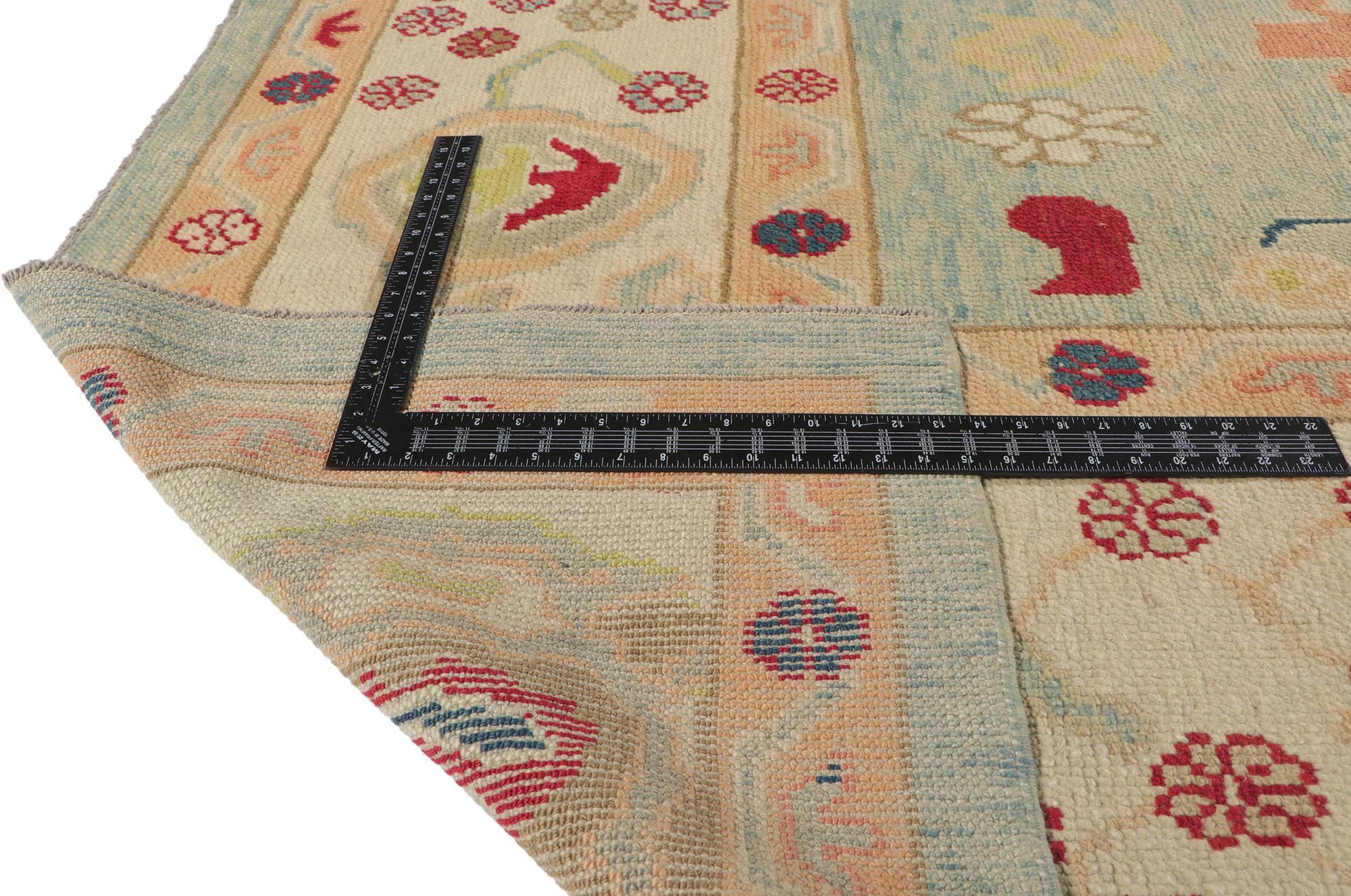 Contemporary New Colorful Turkish Oushak Rug with Modern Style For Sale