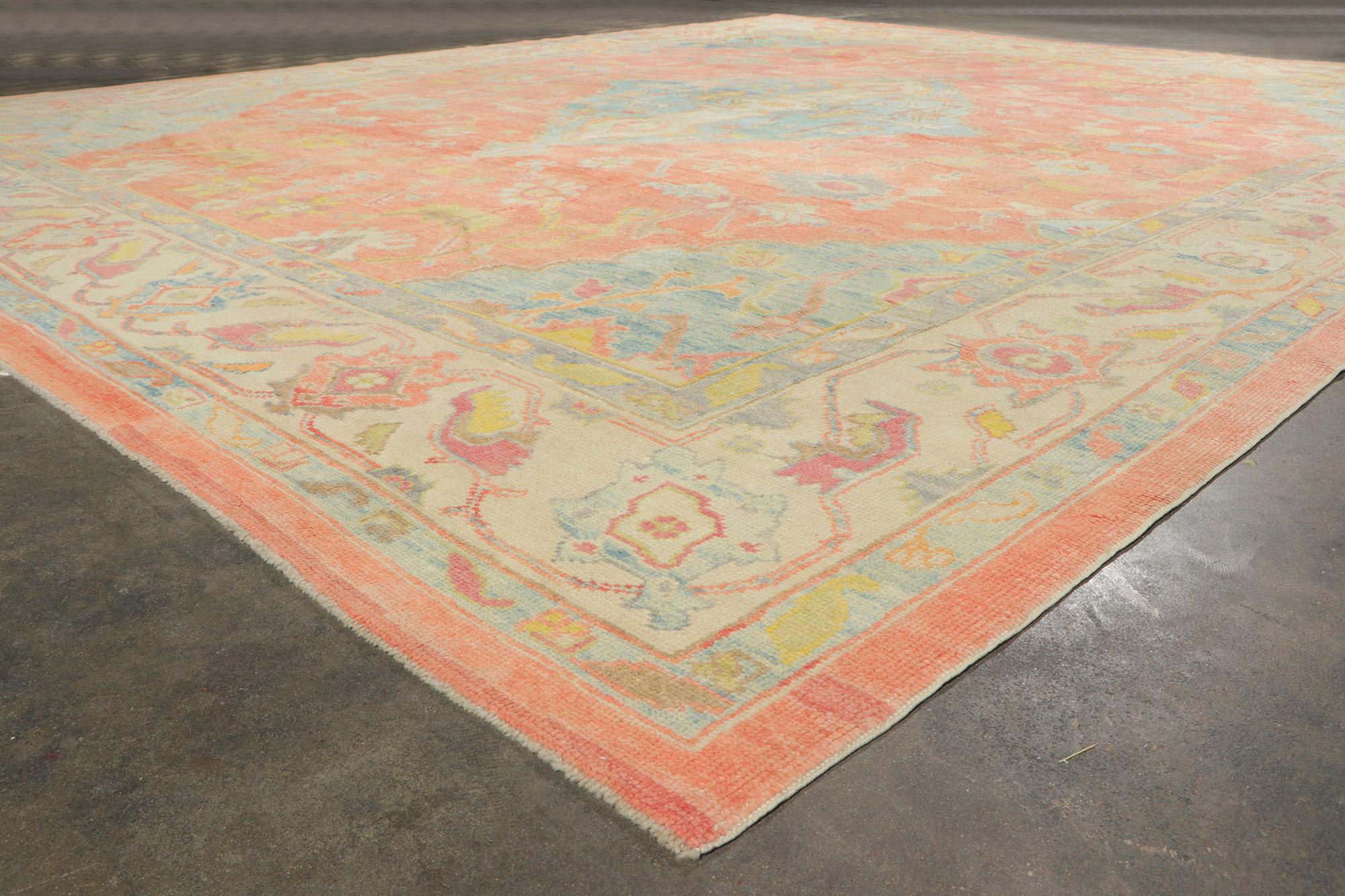 Wool New Colorful Turkish Oushak Rug with Modern Style For Sale