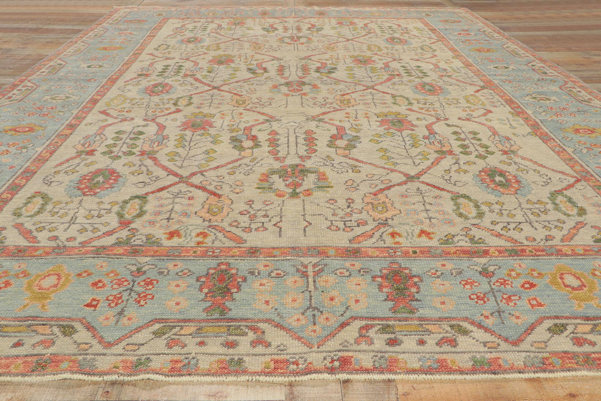Wool New Colorful Turkish Oushak Rug with Modern Style For Sale