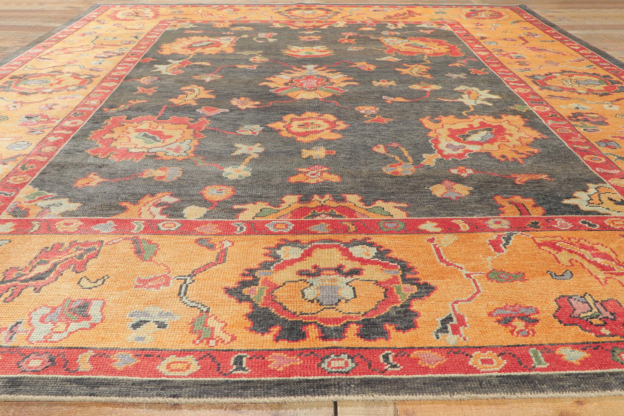 New Colorful Turkish Oushak Rug with Modern Style For Sale 2