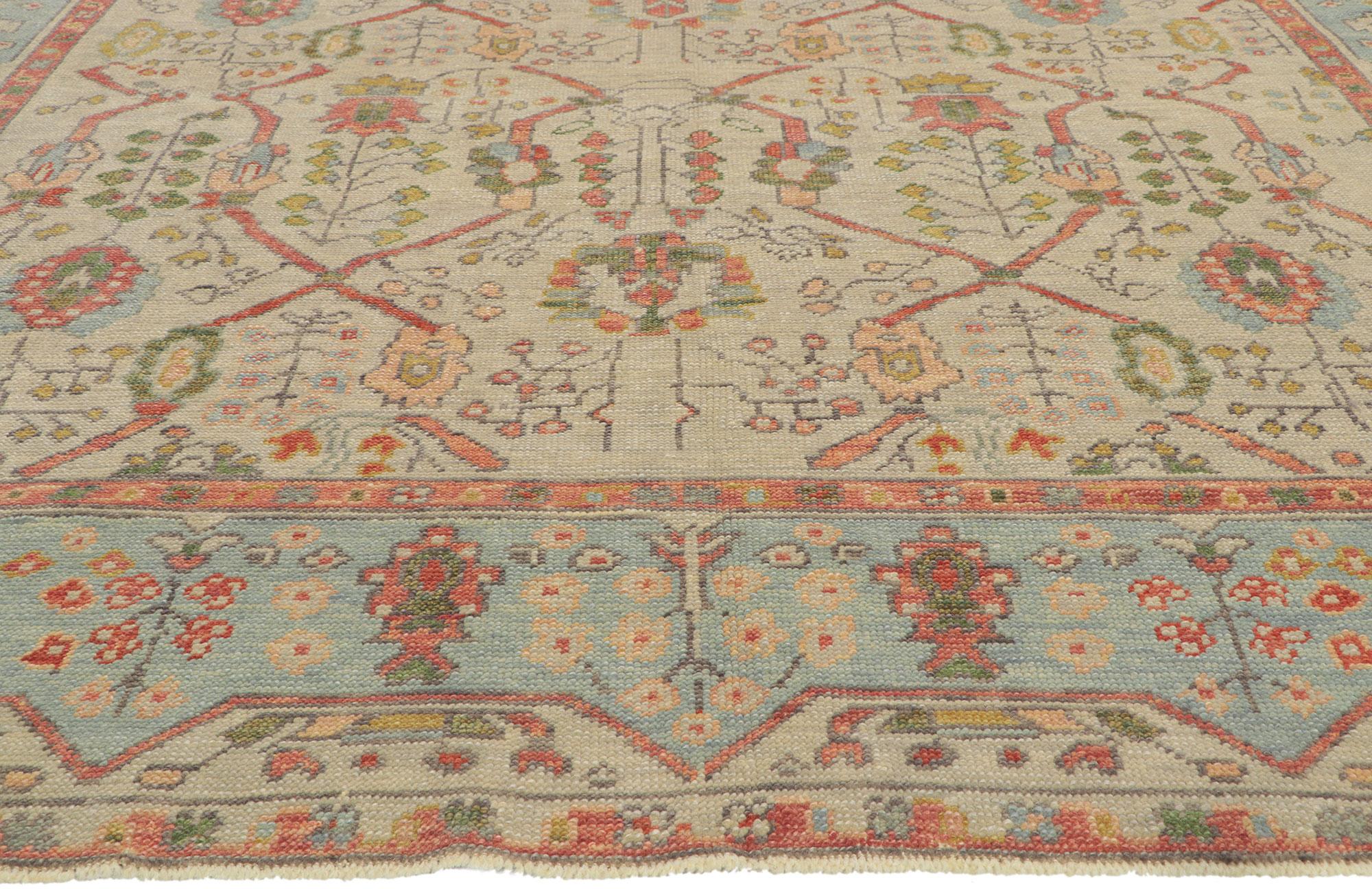 New Colorful Turkish Oushak Rug with Modern Style For Sale 2