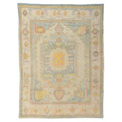 New Colorful Turkish Oushak Rug with Modern Style