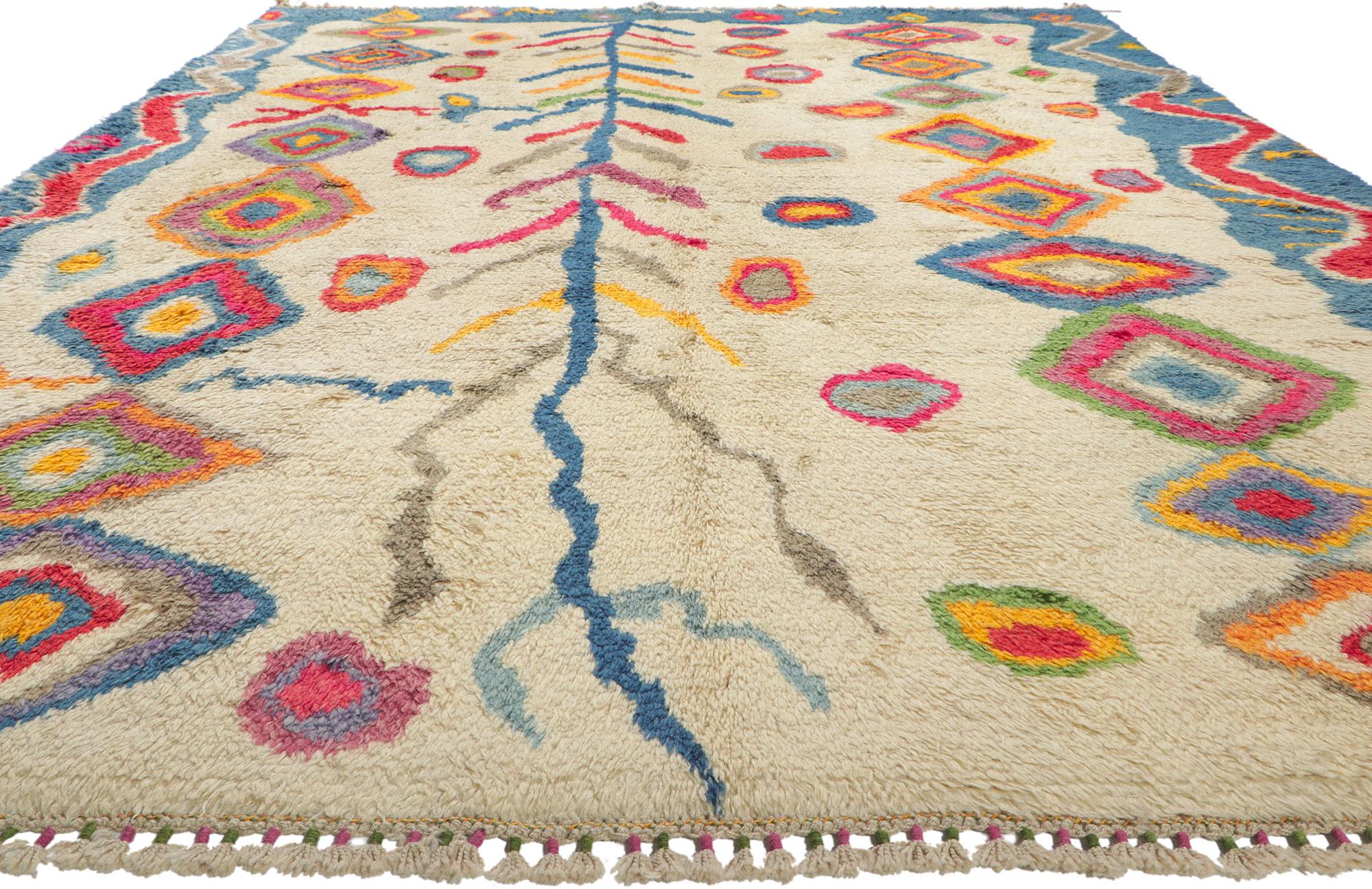 New Colorful Turkish Tulu Angora Wool Rug In New Condition For Sale In Dallas, TX