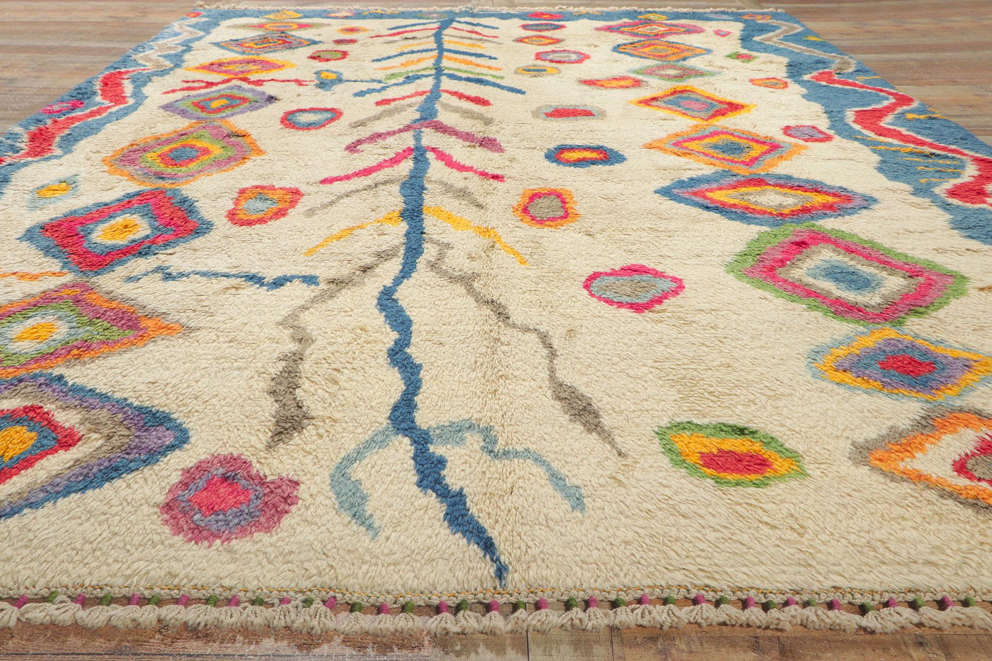 Contemporary New Colorful Turkish Tulu Angora Wool Rug For Sale