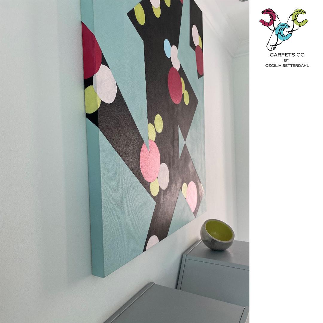 Peinture « New Comer » (New Comer) 2014 - Toile bleue géométrique et moderne de Cecilia Setterdahl Neuf - En vente à Dubai, Dubai