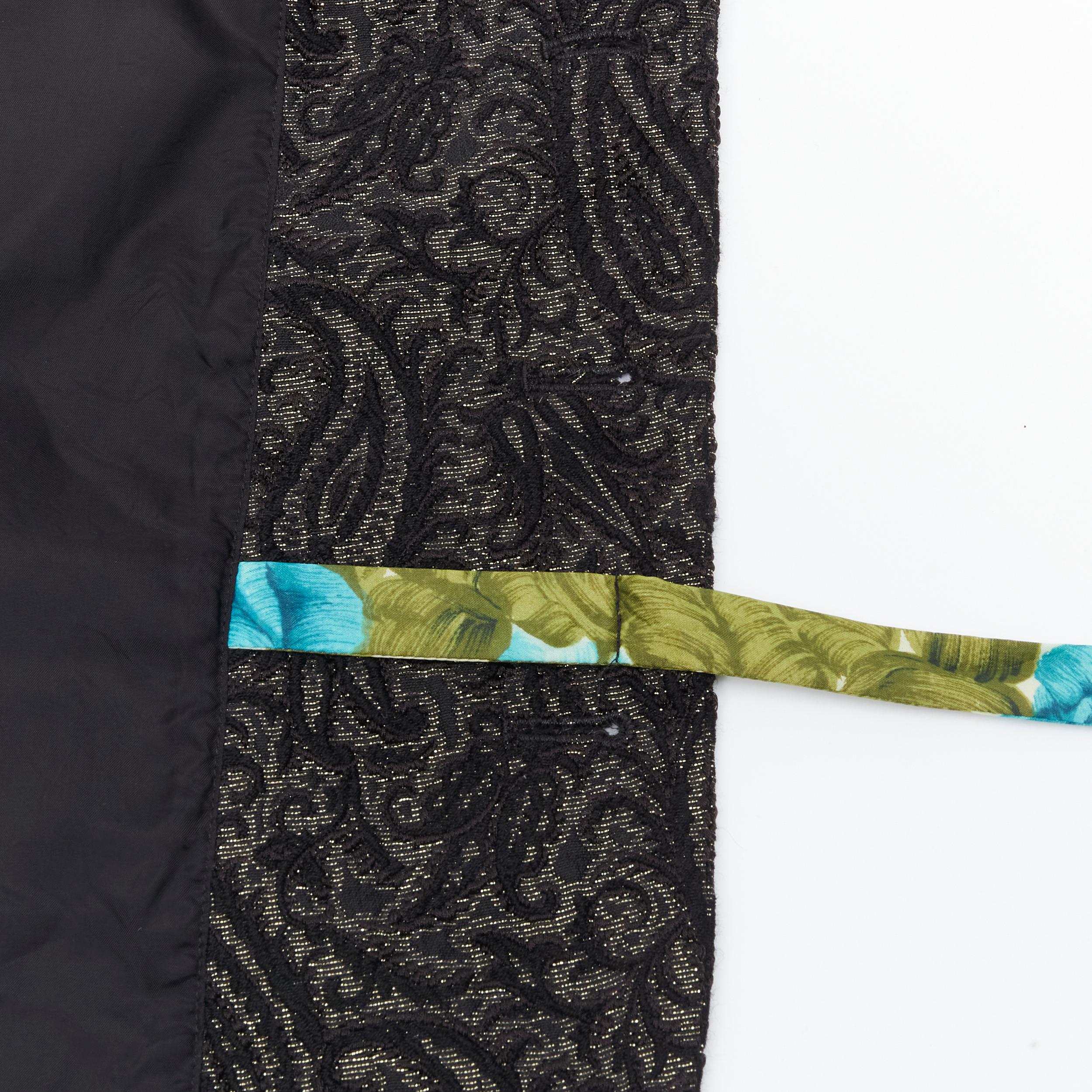 new COMME DES GARCONS 2011 black gold brocade deconstructed  scarf sleeve jacket For Sale 5