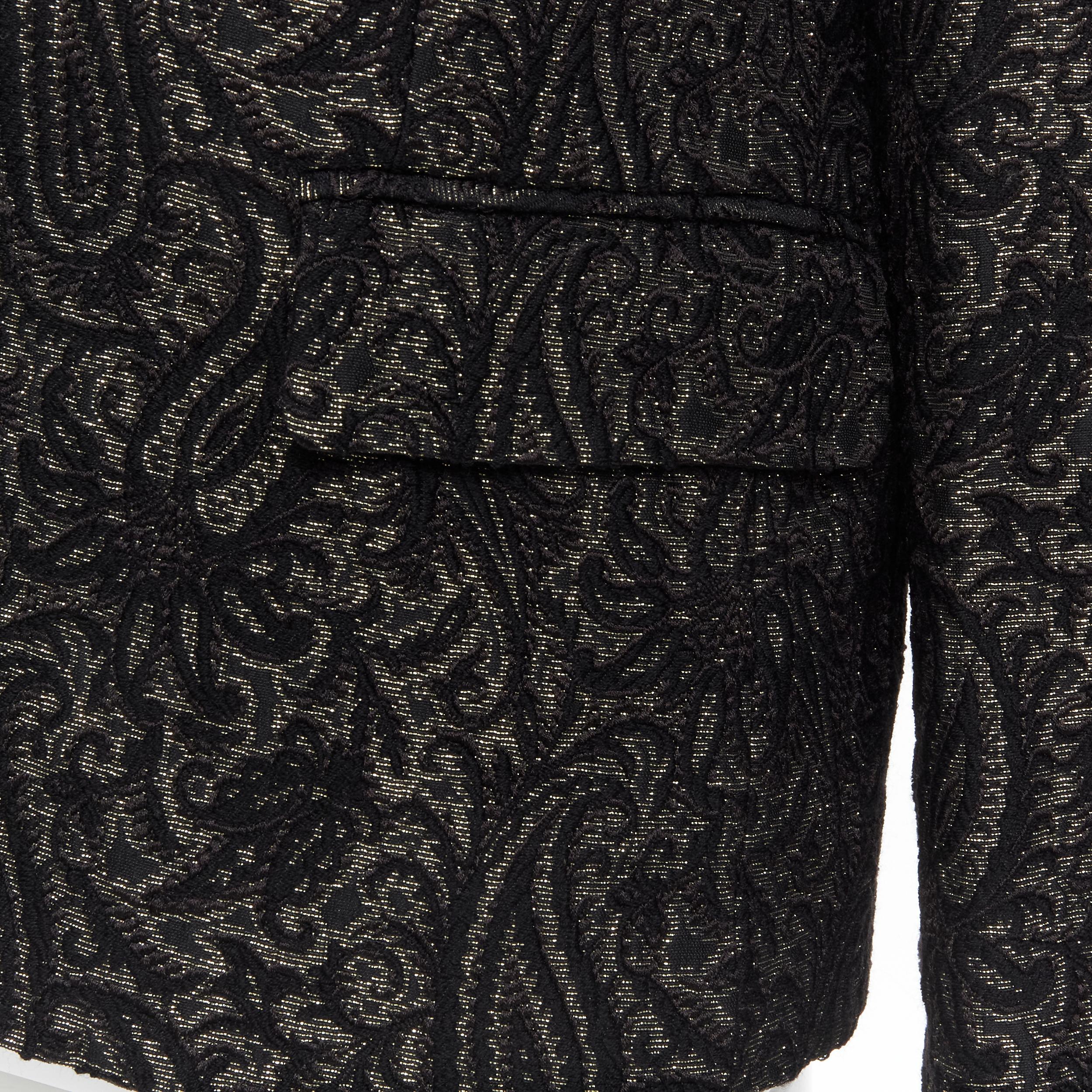 new COMME DES GARCONS 2011 black gold brocade deconstructed  scarf sleeve jacket For Sale 3