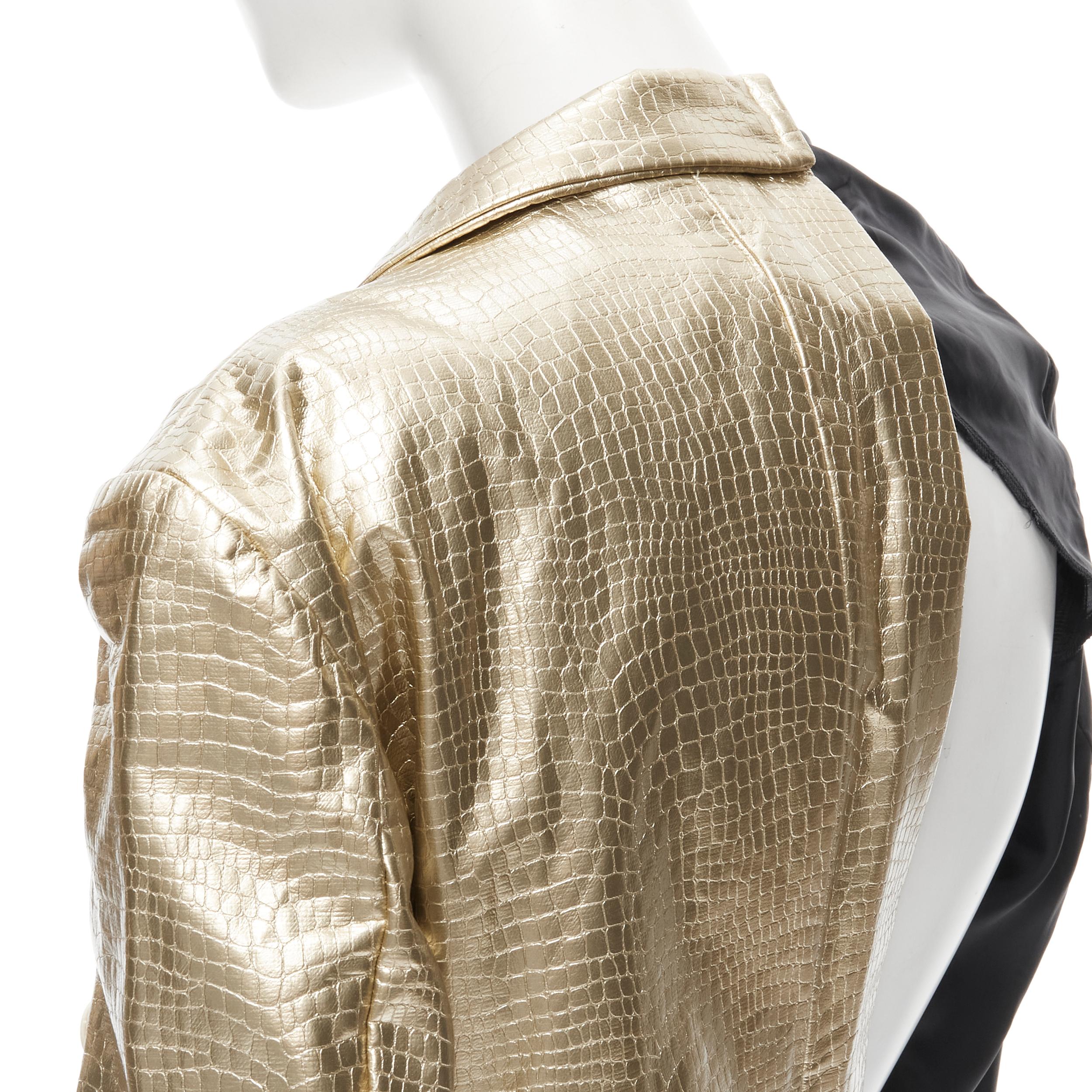 new COMME DES GARCONS 2011 gold pleated harness tie asymmetric open jacket S For Sale 3