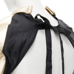 new COMME DES GARCONS 2011 Runway gold faux leather open back coat dress  S