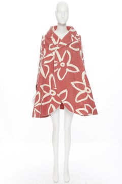 new COMME DES GARCONS 2012 flatpack paper doll pink floral wool felt coat XS