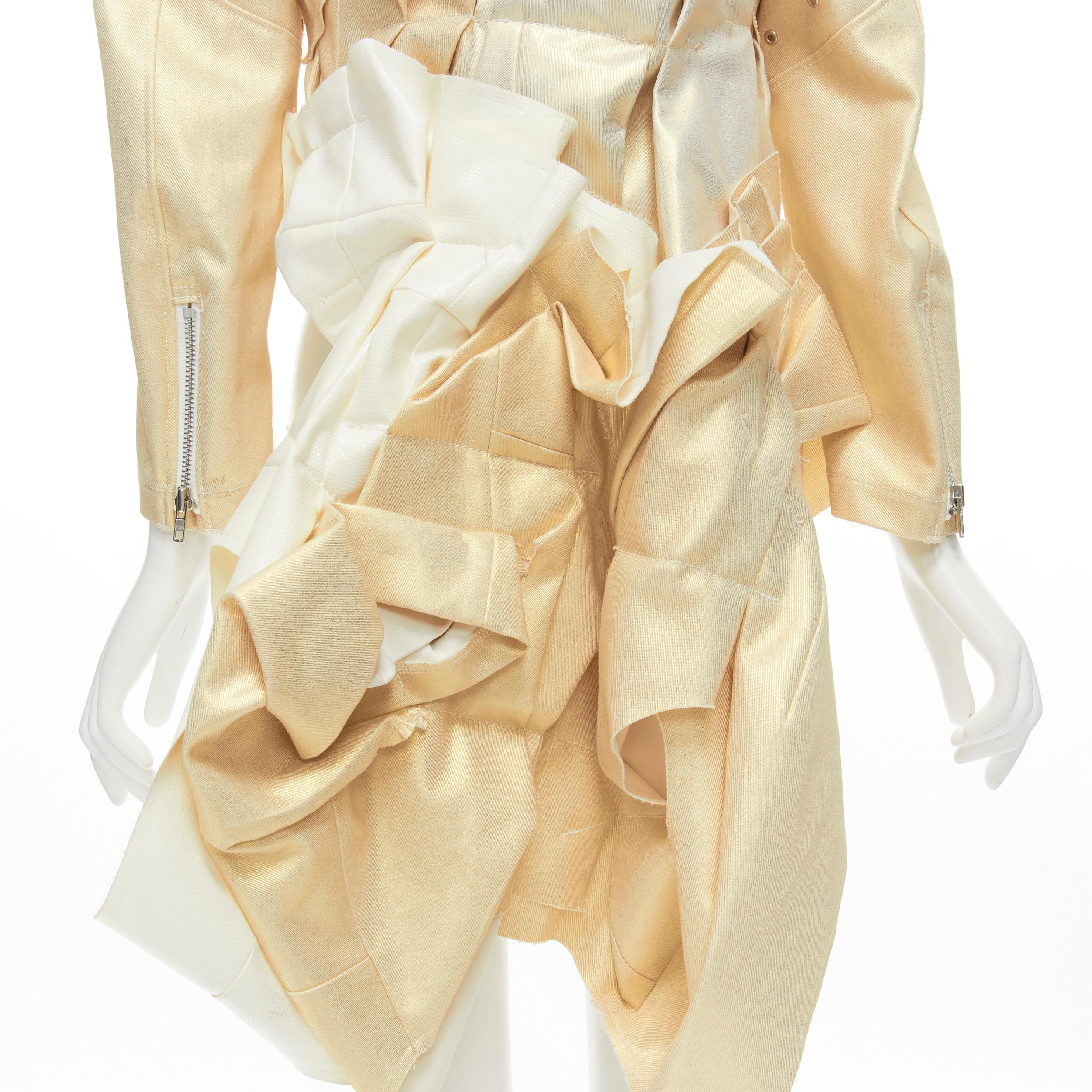 new COMME DES GARCONS 2012 gold coated cotton ruffle deconstructed bundled coat  6