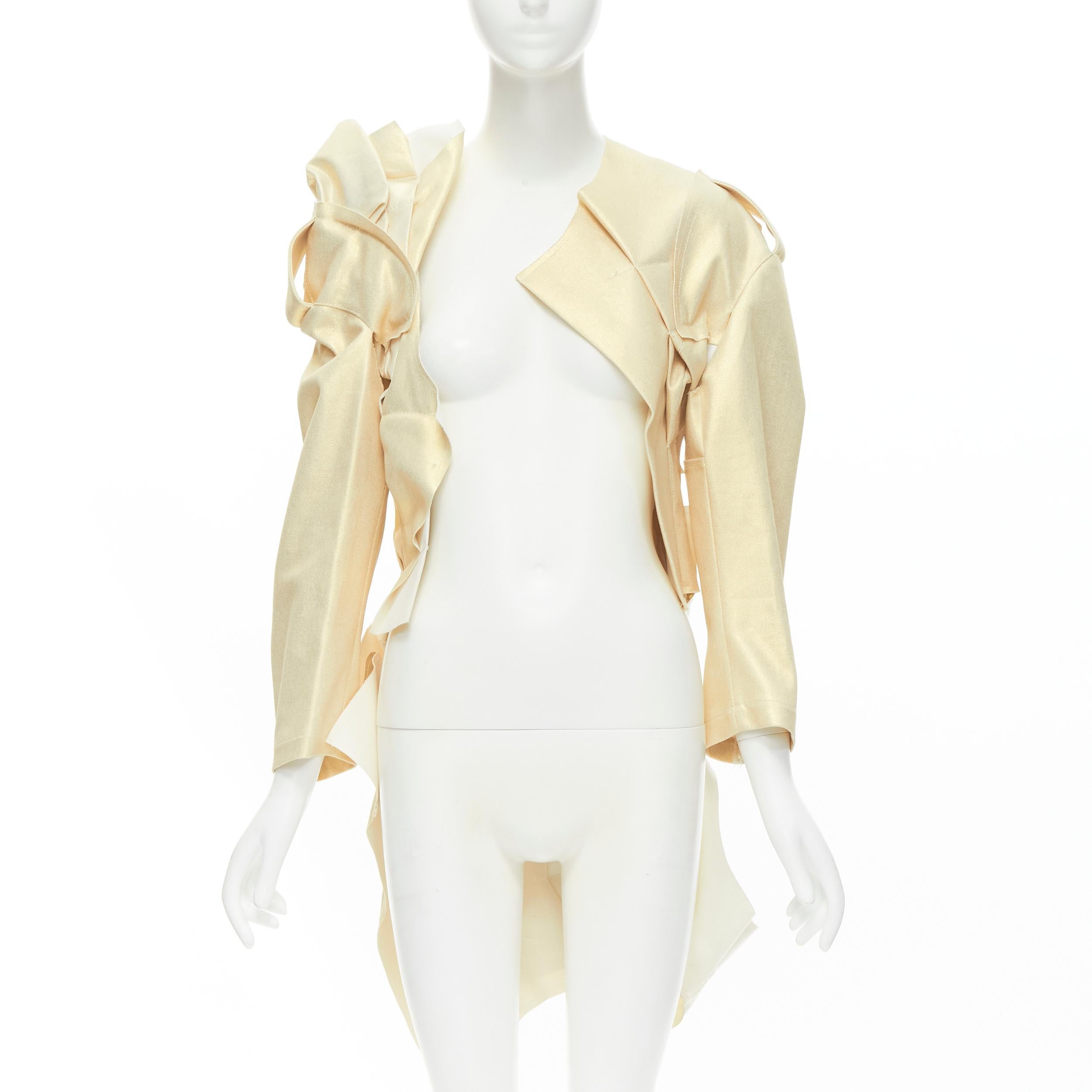 Gold new COMME DES GARCONS 2012 gold coated cotton ruffle deconstructed bundled coat 