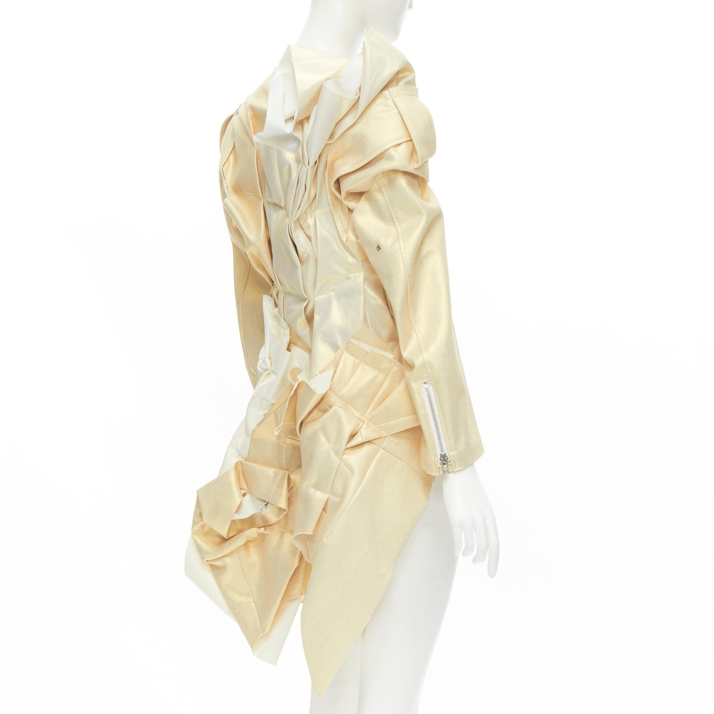new COMME DES GARCONS 2012 gold coated cotton ruffle deconstructed bundled coat  2