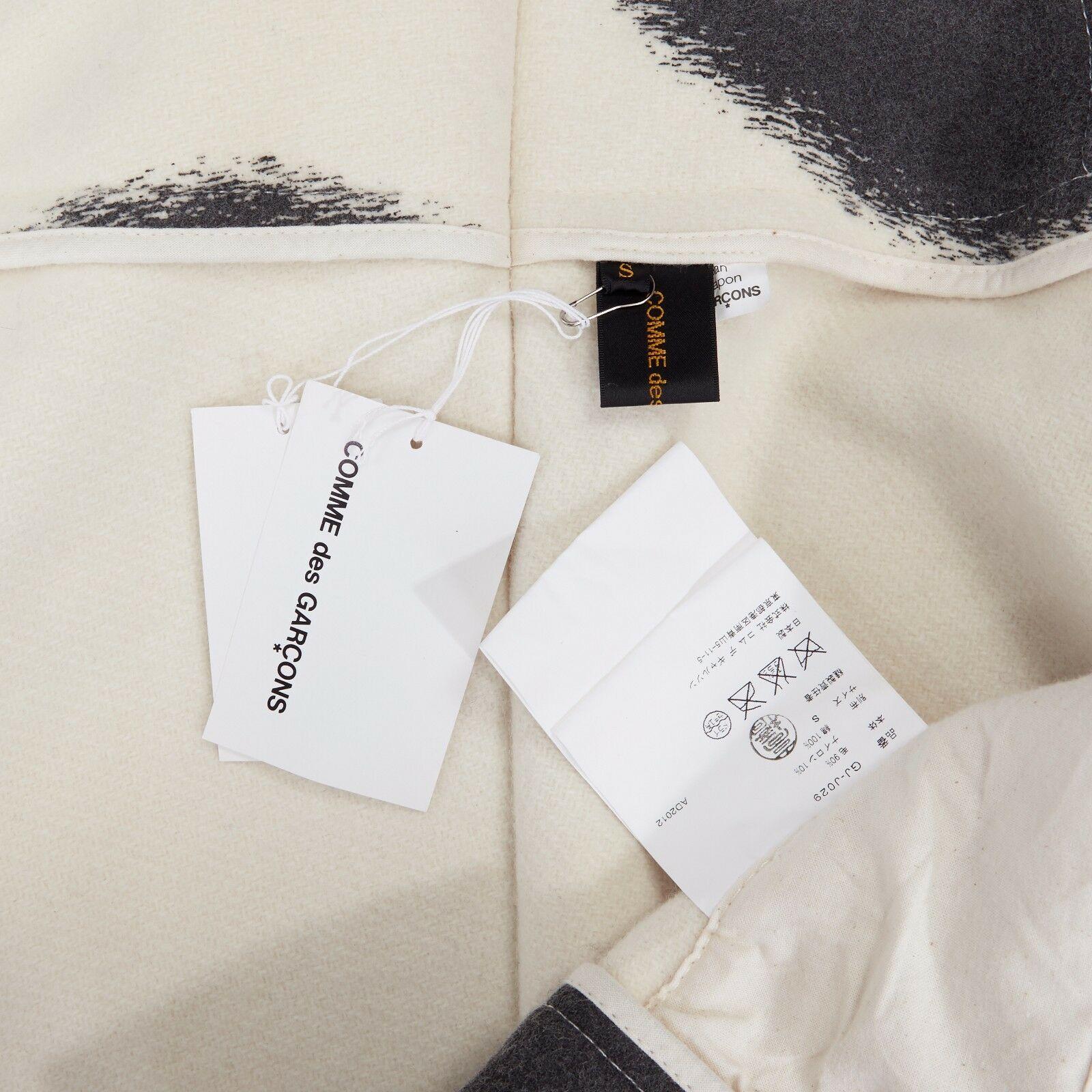 new COMME DES GARCONS AD2012 flatpacked 2D black white dot short wool coat S 5