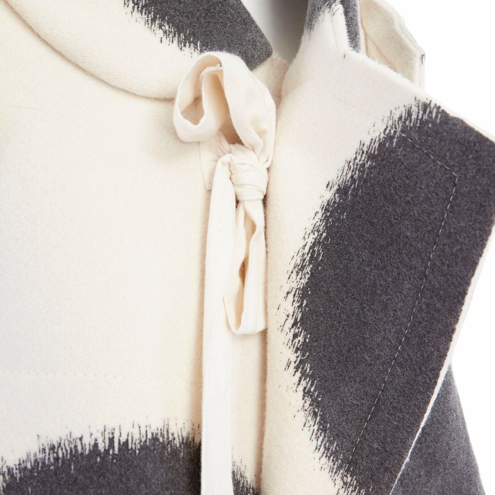 new COMME DES GARCONS AD2012 flatpacked 2D black white dot short wool coat S 4