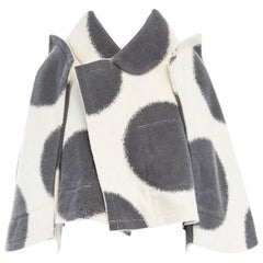 new COMME DES GARCONS AD2012 flatpacked 2D black white dot short wool coat S