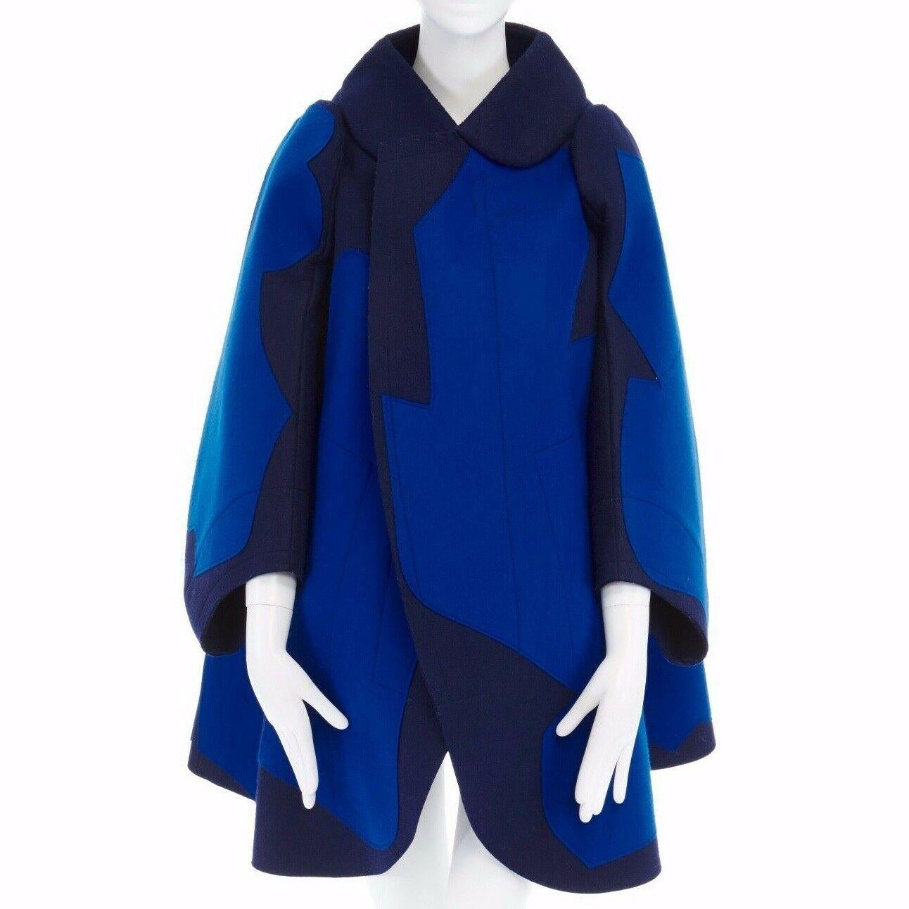 new COMME DES GARCONS AD2012 flatpacked 2D blue abstract shape wool felt coat XS In Good Condition In Hong Kong, NT