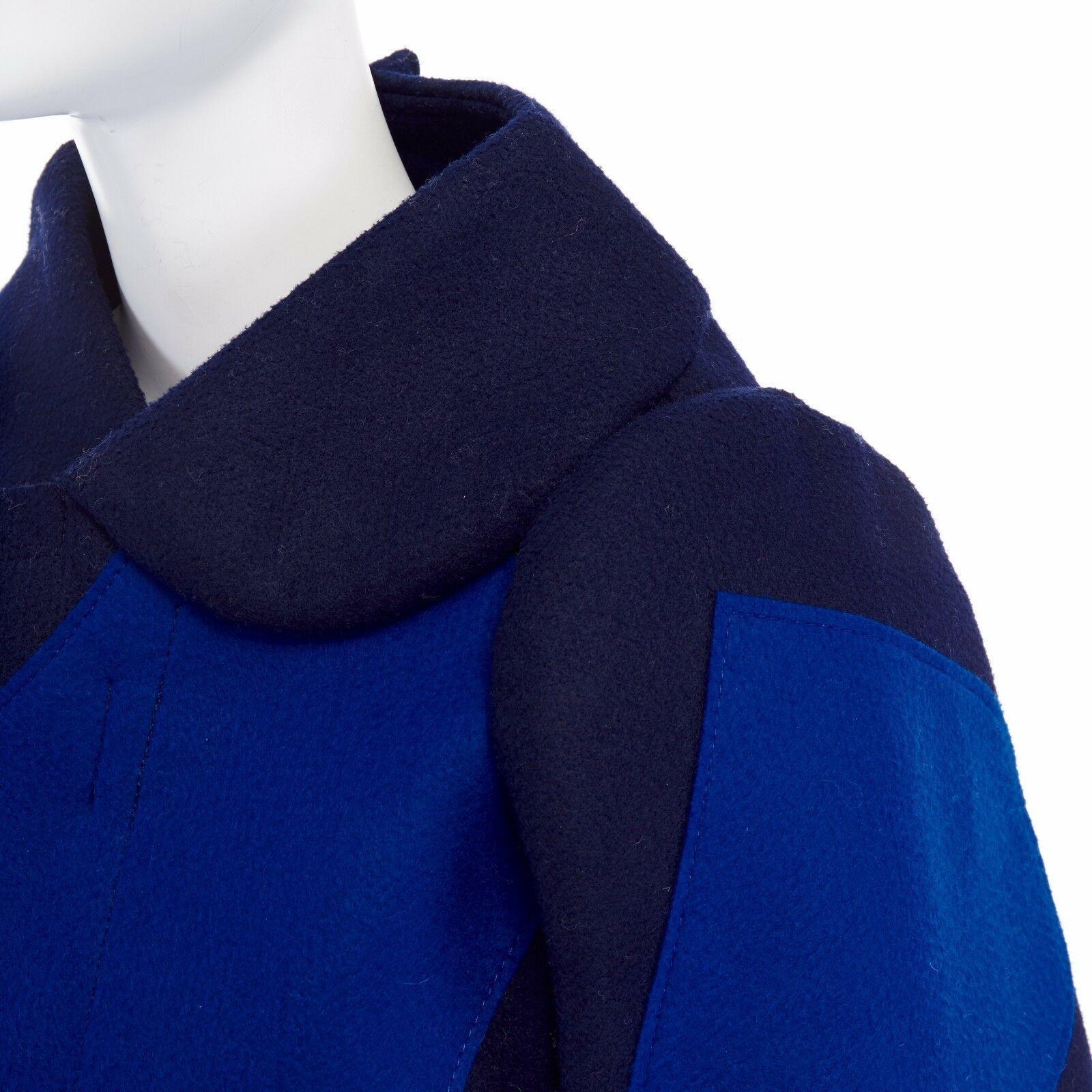 new COMME DES GARCONS AD2012 flatpacked 2D blue abstract shape wool felt coat XS 4
