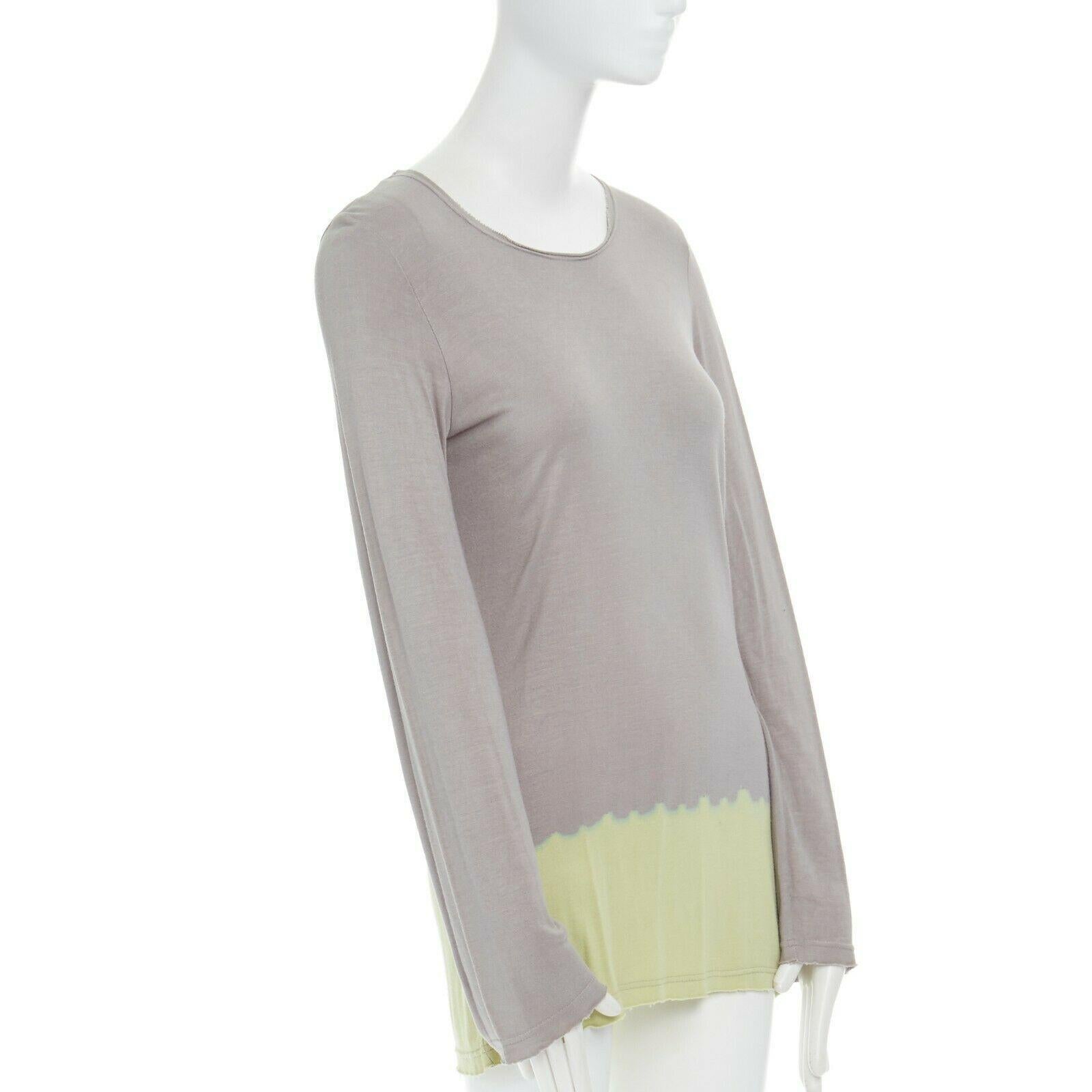 new COMME DES GARCONS AW1993 grey yellow dip dye hem long sleeve rayon top S In Good Condition In Hong Kong, NT