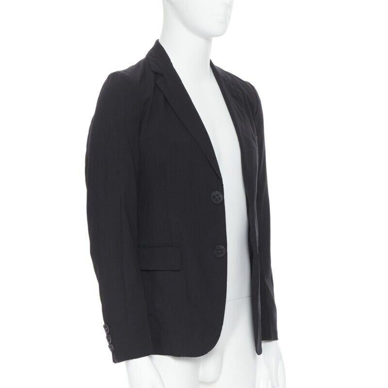 Black new COMME DES GARCONS HOMME PLUS black check rubber buttons blazer jacket XS For Sale