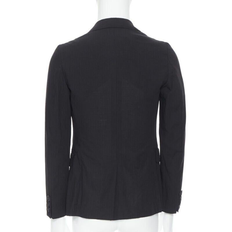 Men's new COMME DES GARCONS HOMME PLUS black check rubber buttons blazer jacket XS For Sale