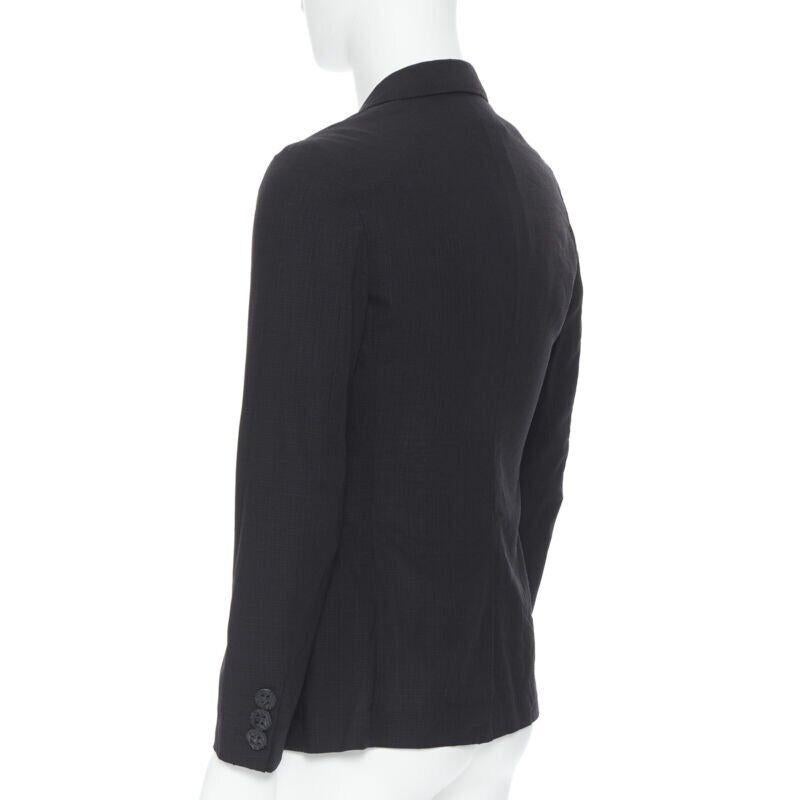 new COMME DES GARCONS HOMME PLUS black check rubber buttons blazer jacket XS For Sale 1