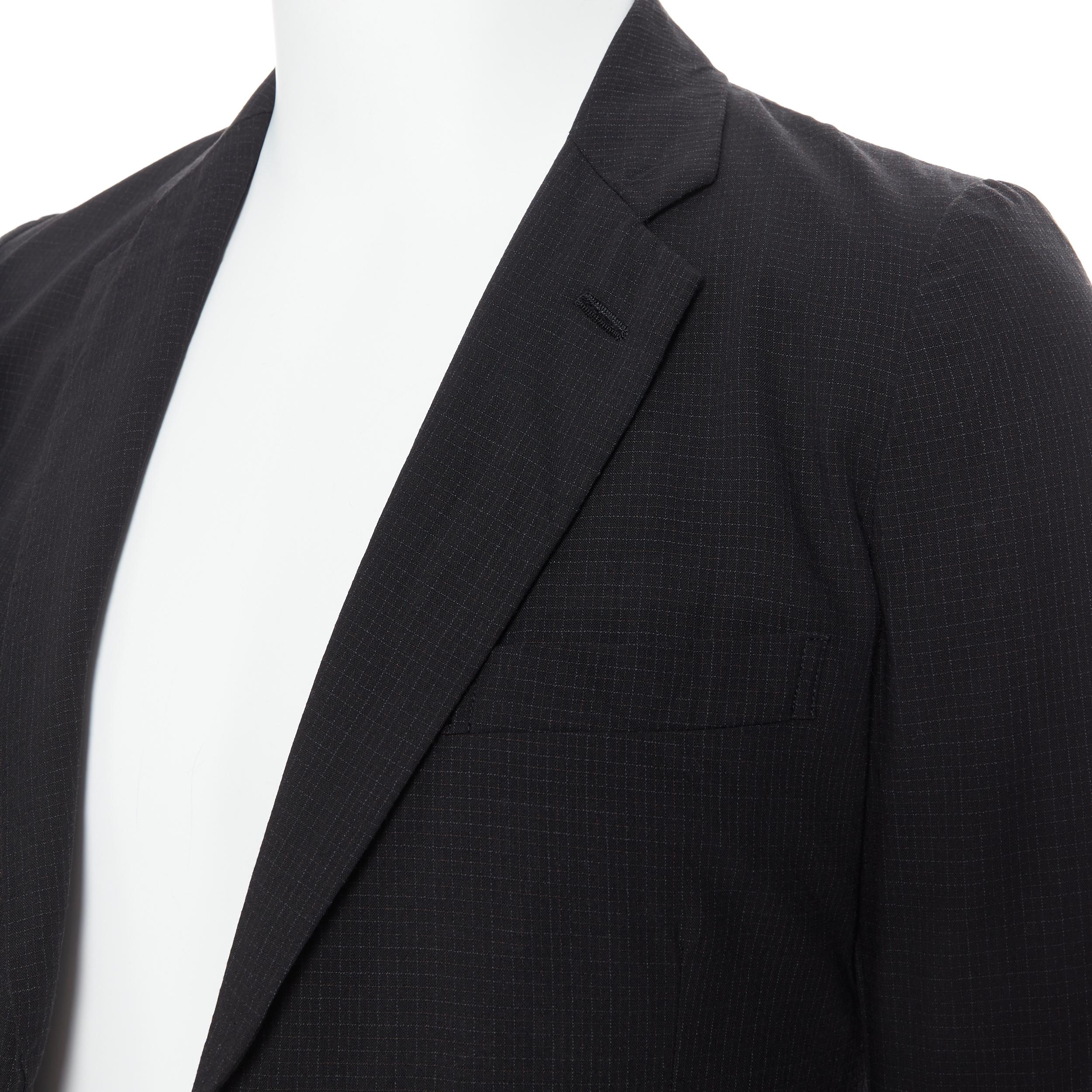 new COMME DES GARCONS HOMME PLUS black check rubber buttons blazer jacket XS 1