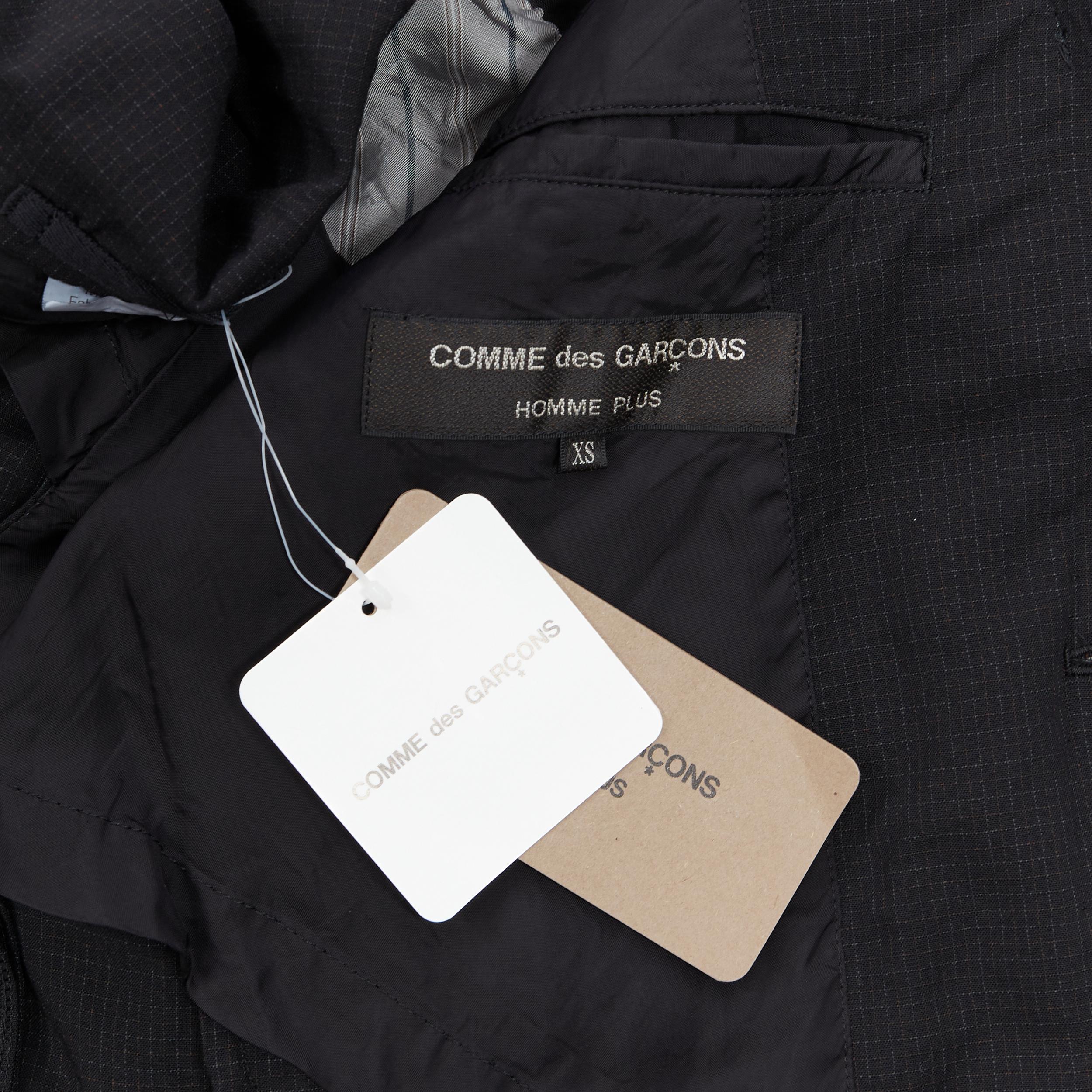 new COMME DES GARCONS HOMME PLUS black check rubber buttons blazer jacket XS 2