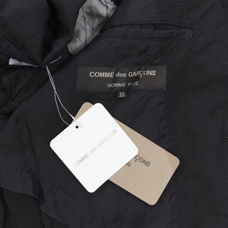new COMME DES GARCONS HOMME PLUS black check rubber buttons blazer jacket XS For Sale 4