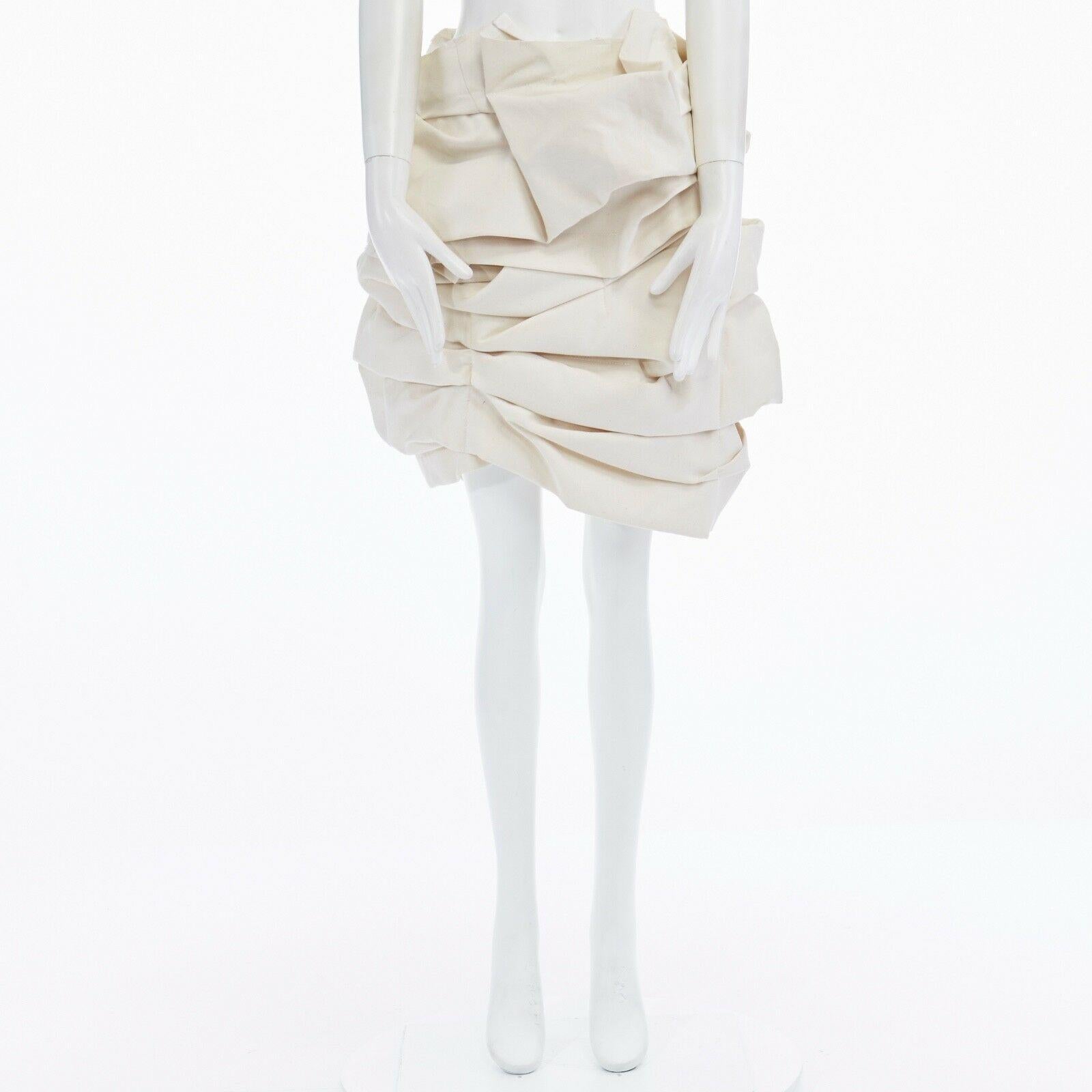 new COMME DES GARCONS Runway SS13 raw beige cotton bundled mini skirt S In Good Condition In Hong Kong, NT