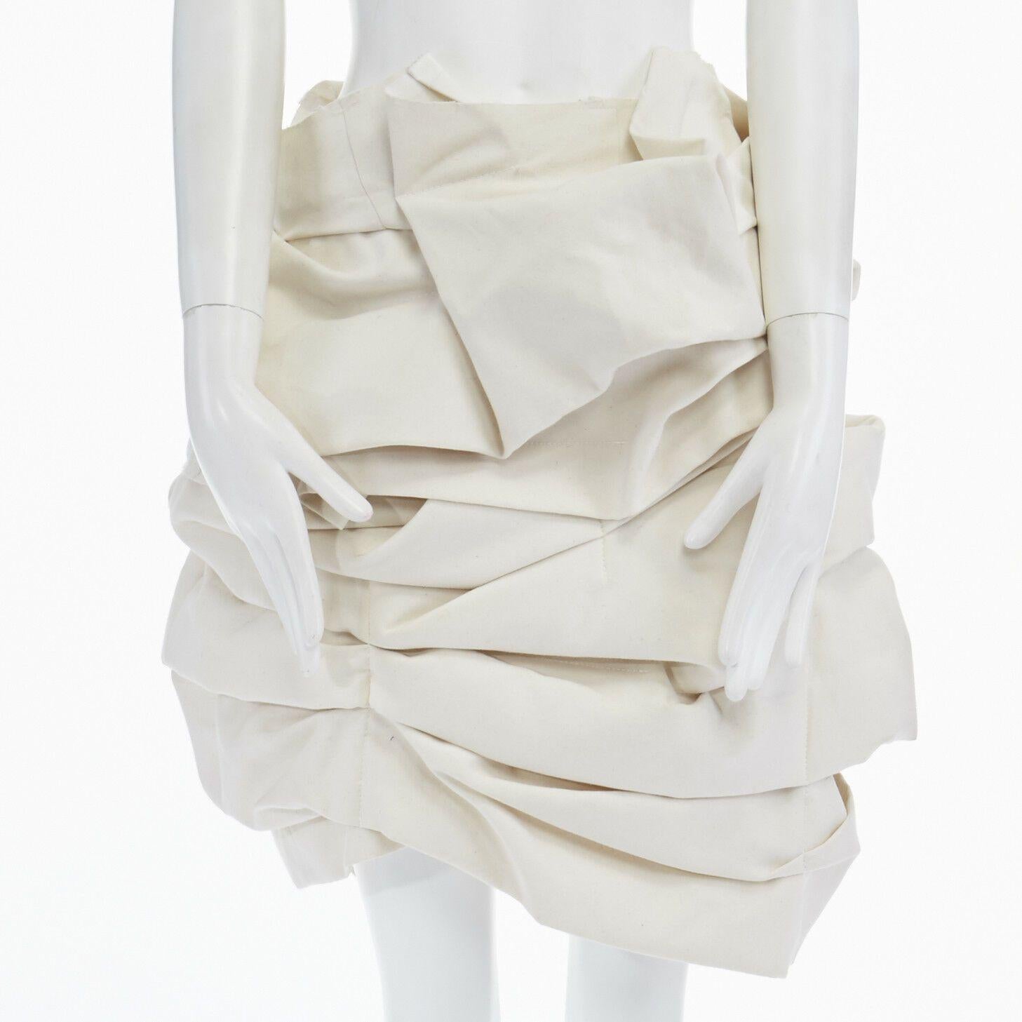 Women's new COMME DES GARCONS Runway SS13 raw beige cotton bundled mini skirt S
