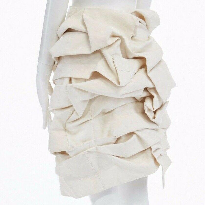 new COMME DES GARCONS Runway SS13 raw beige cotton bundled mini skirt S 3