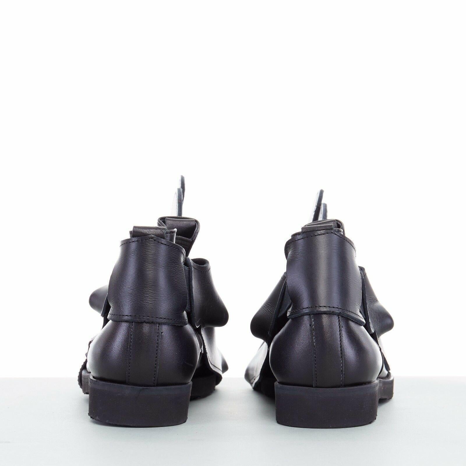 Women's new COMME DES GARCONS SS14 rare black structured padded leather shoe cover