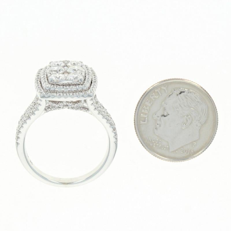 Composite Diamond Halo Ring, 14 Karat White Gold Round Cut 2.25 Carat 2