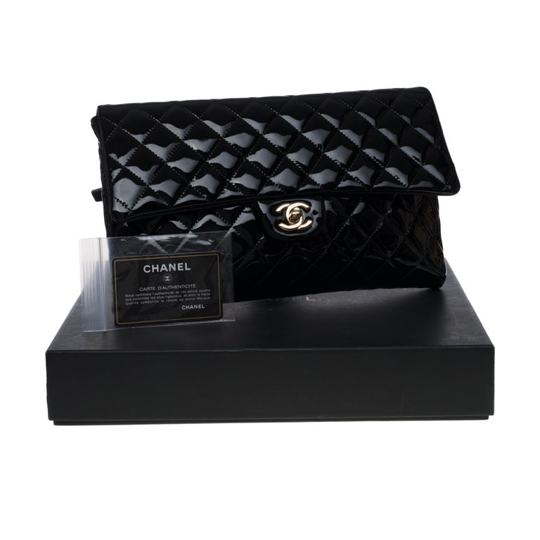 Chanel Clutch bags Black White Gold hardware Tweed Leatherette ref