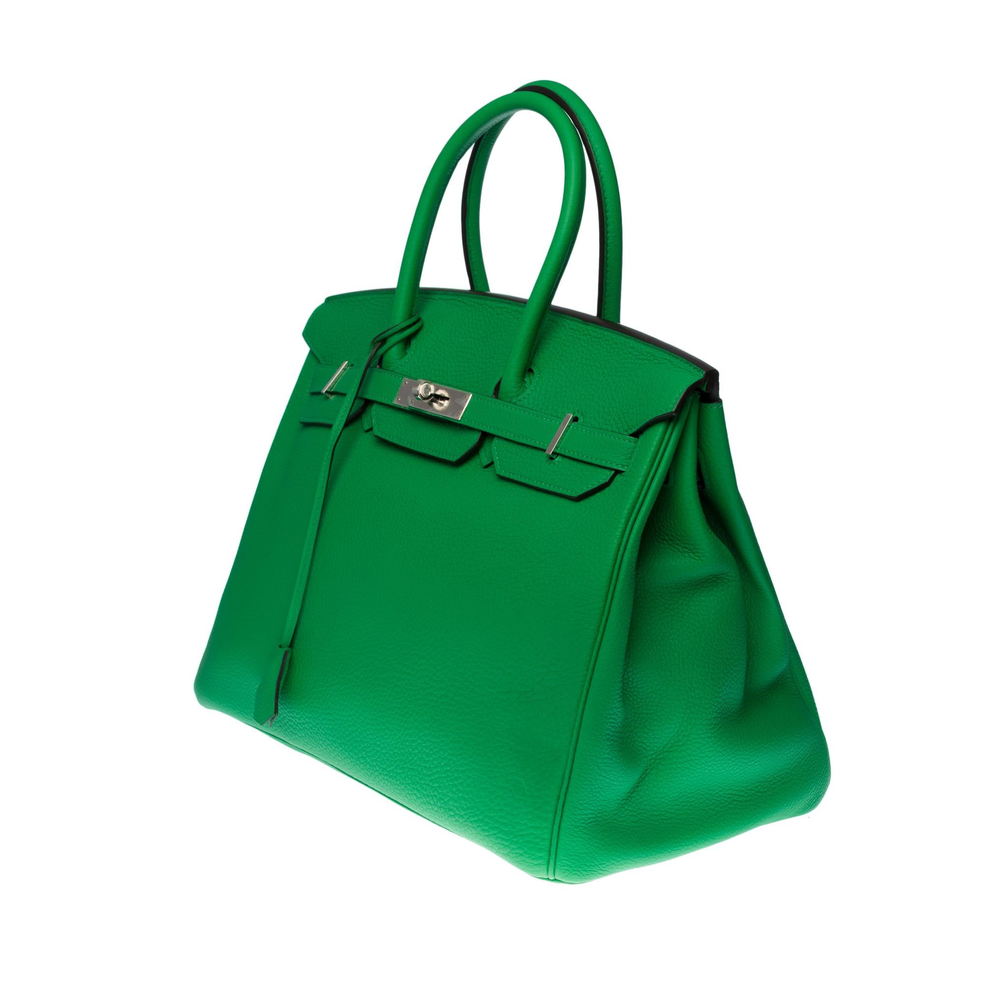 Green New Condition Hermès Birkin 35 handbag in Vert Bamboo Togo leather, SHW