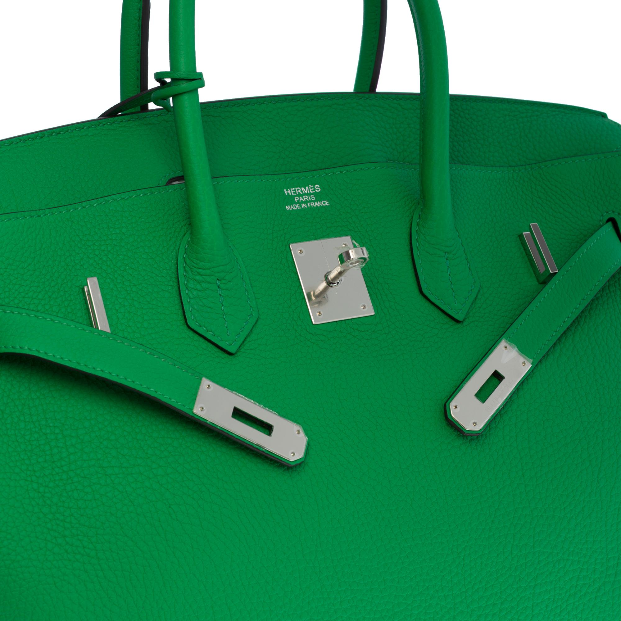 Women's or Men's New Condition Hermès Birkin 35 handbag in Vert Bamboo Togo leather, SHW