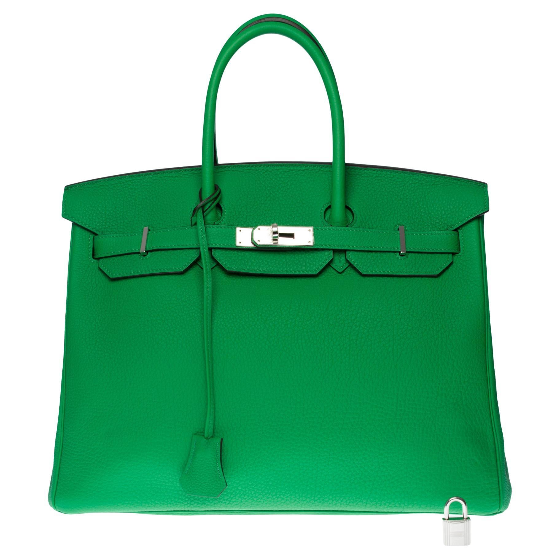 New Condition Hermès Birkin 35 handbag in Vert Bamboo Togo leather, SHW