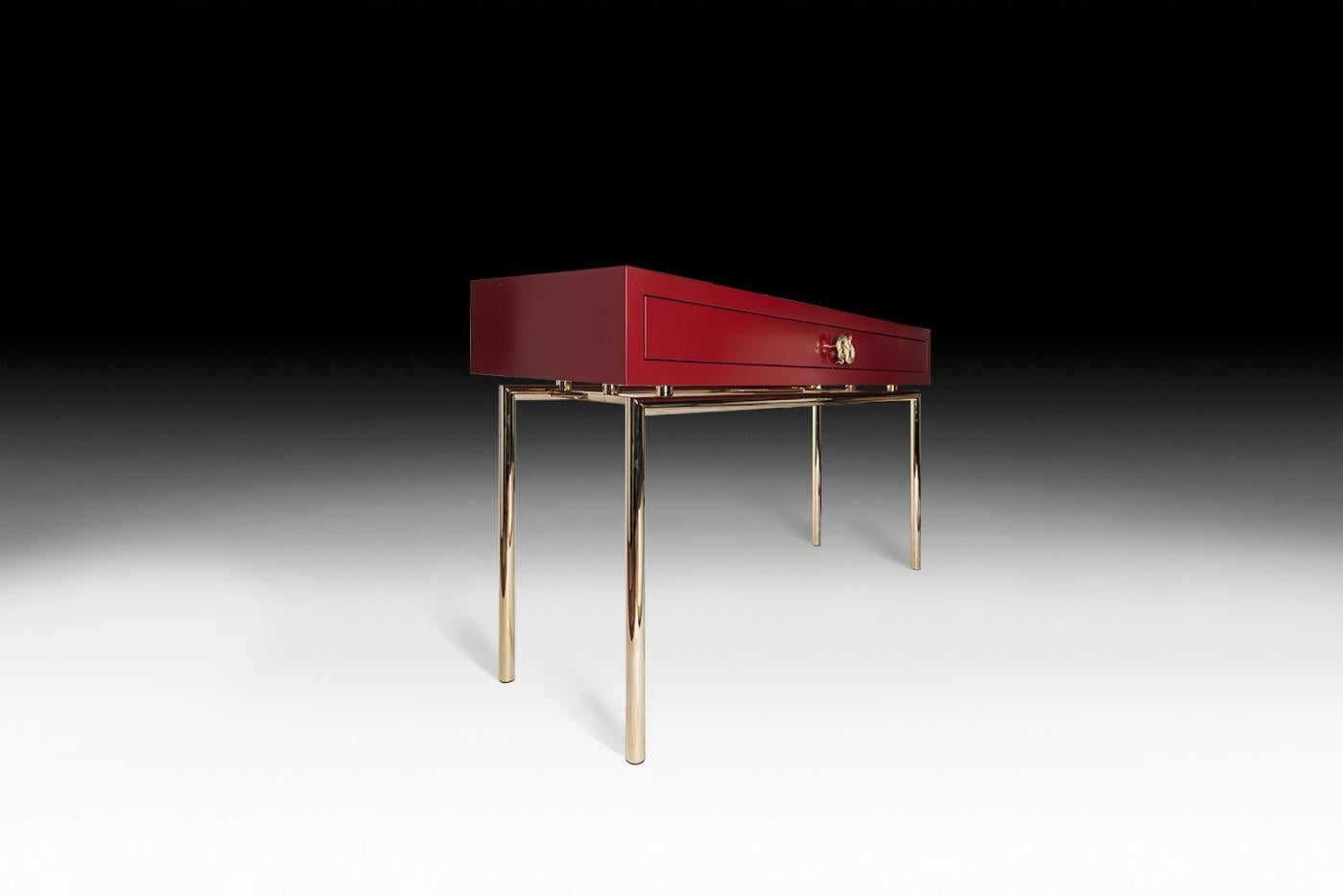 Moderne Nouvelle console secrète en bois et métal galvanisé, collection Sin d'origine, Italie en vente
