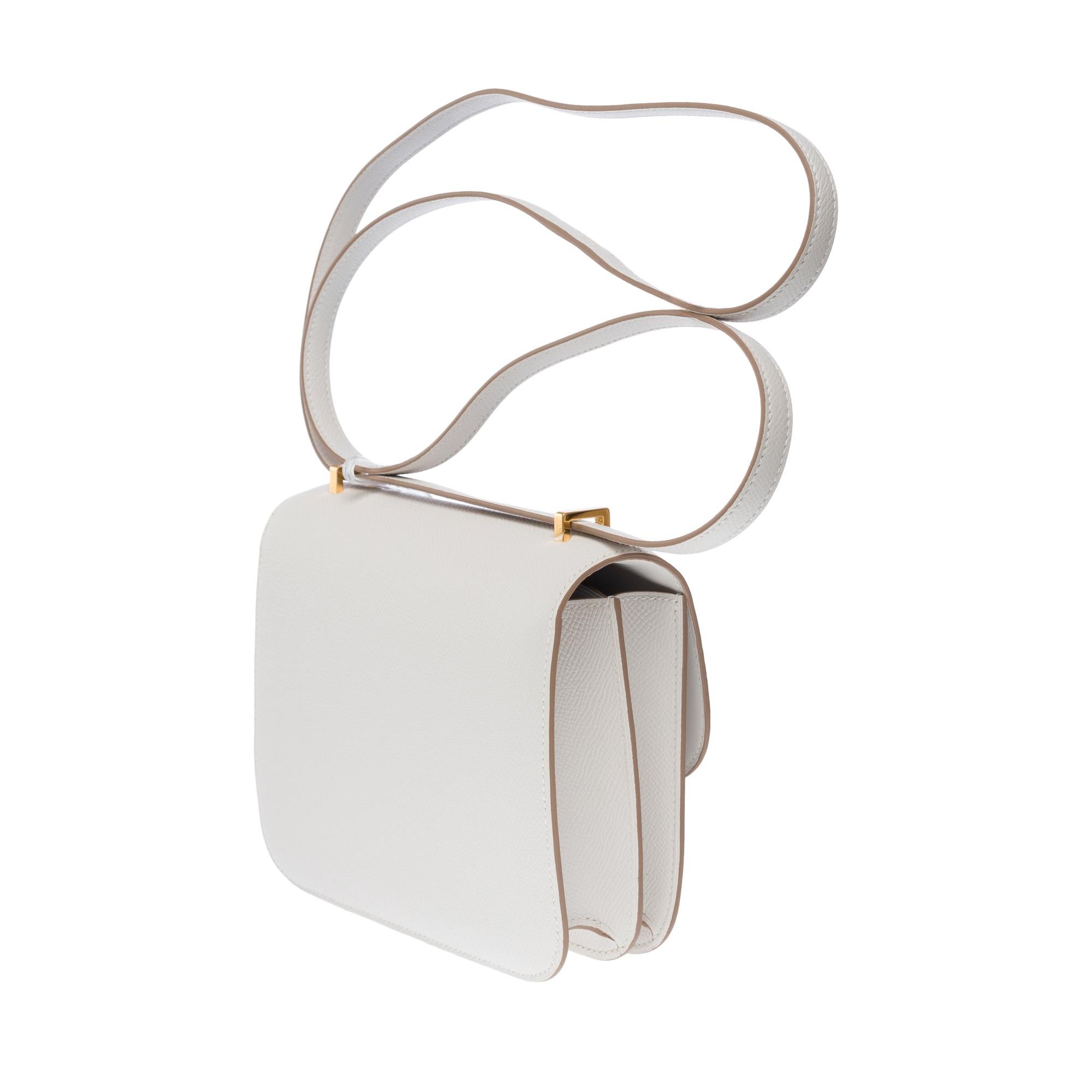 New Constance Mini shoulder bag in Gris Pale Epsom calf, GHW In New Condition For Sale In Paris, IDF