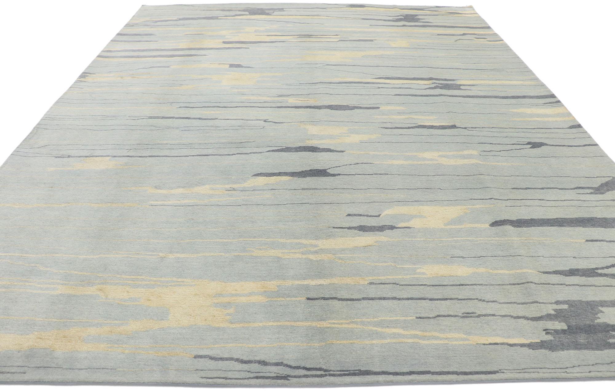 New Contemporary Abstract Seaside Biophilic Wool Rug Soft Earth-Tones (Moderne) im Angebot