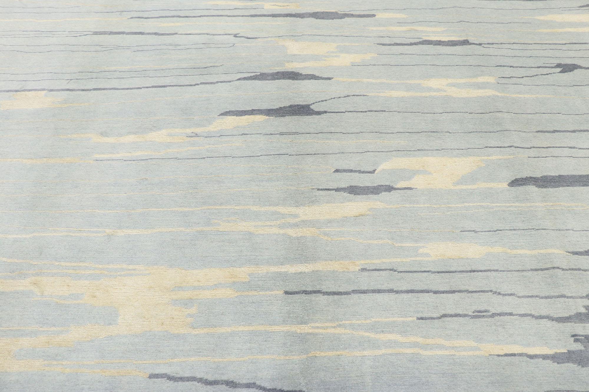 New Contemporary Abstract Seaside Biophilic Wool Rug Soft Earth-Tones (Indisch) im Angebot
