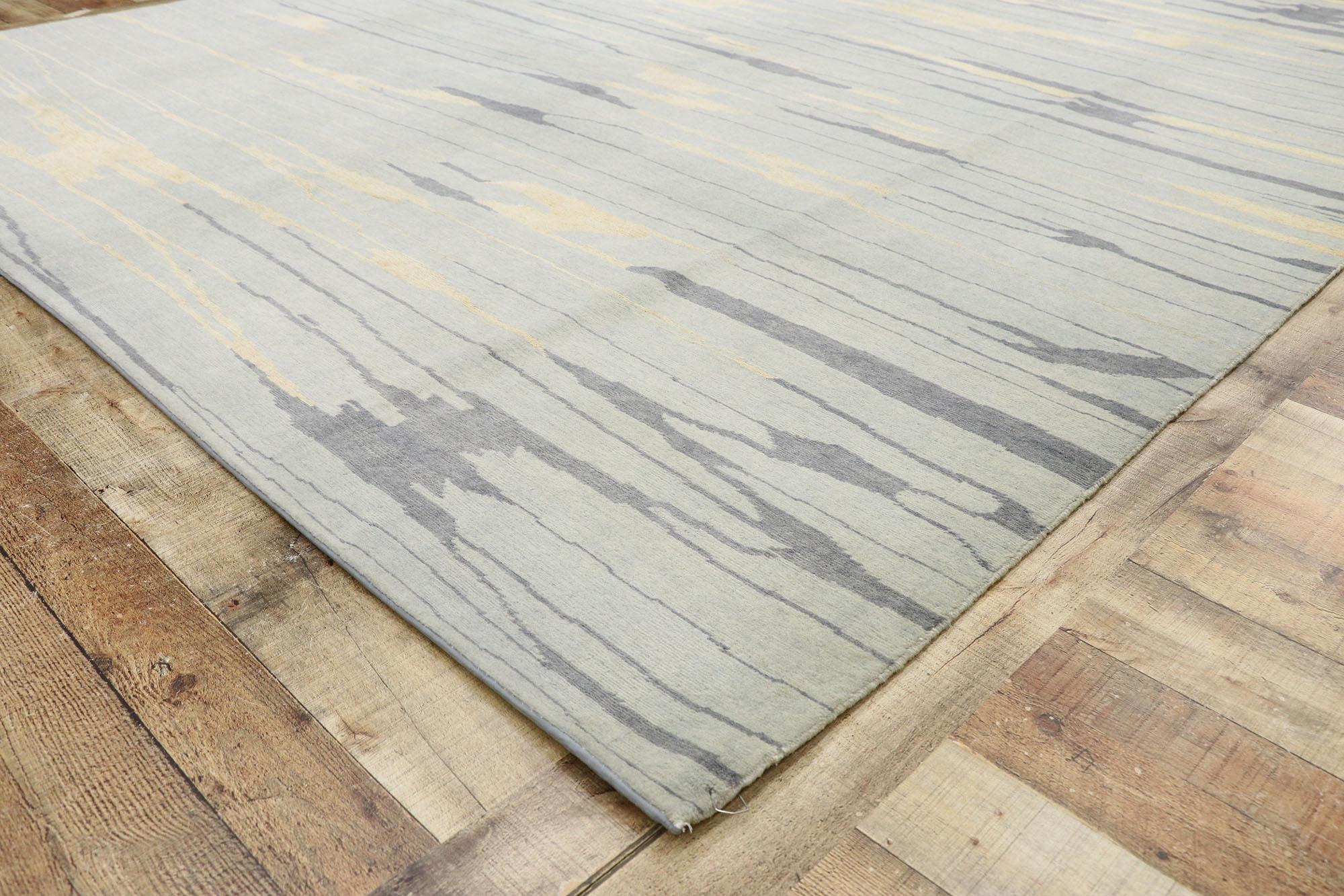 New Contemporary Abstract Seaside Biophilic Wool Rug Soft Earth-Tones im Zustand „Neu“ im Angebot in Dallas, TX