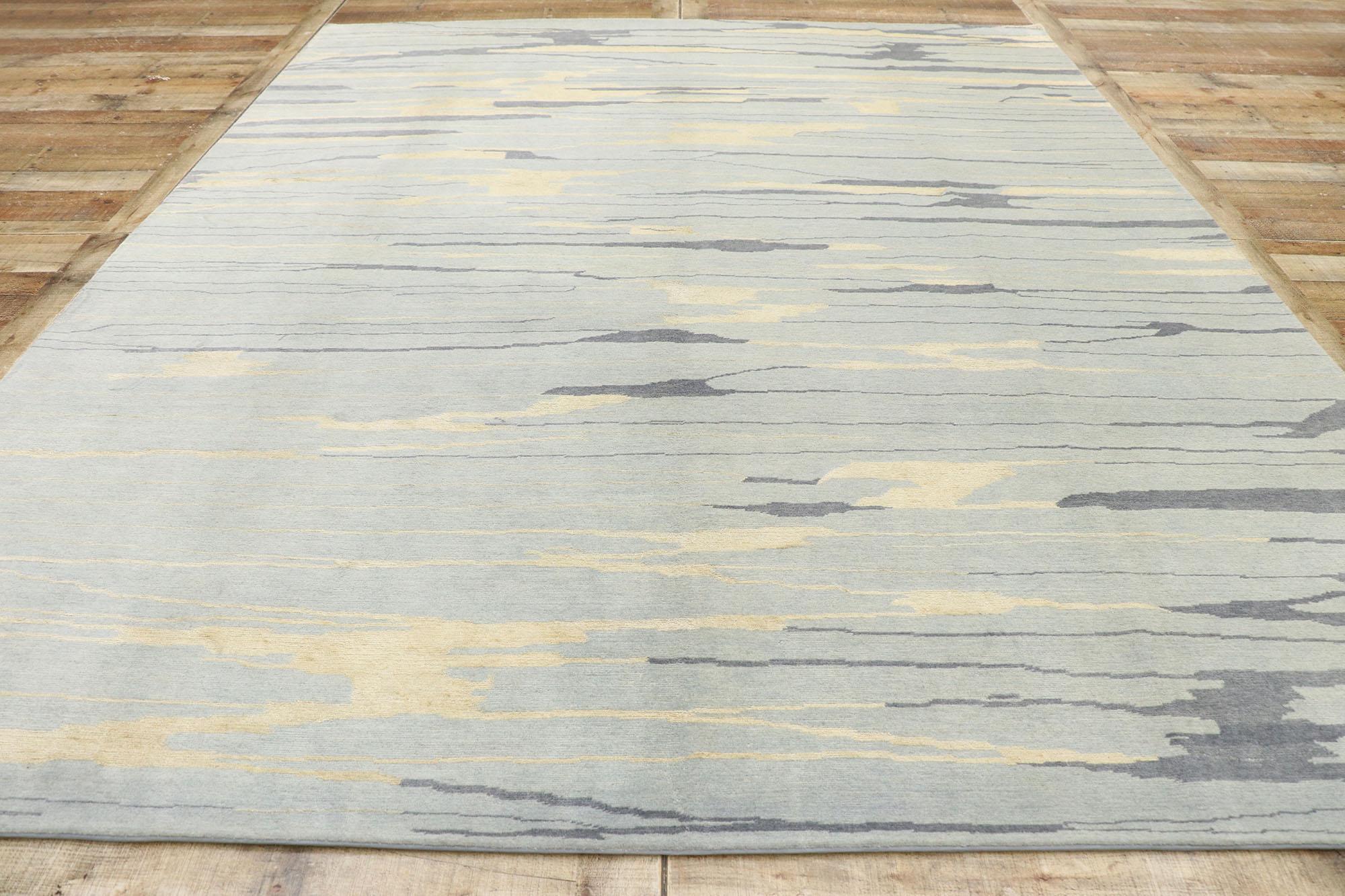 New Contemporary Abstract Seaside Biophilic Wool Rug Soft Earth-Tones (21. Jahrhundert und zeitgenössisch) im Angebot